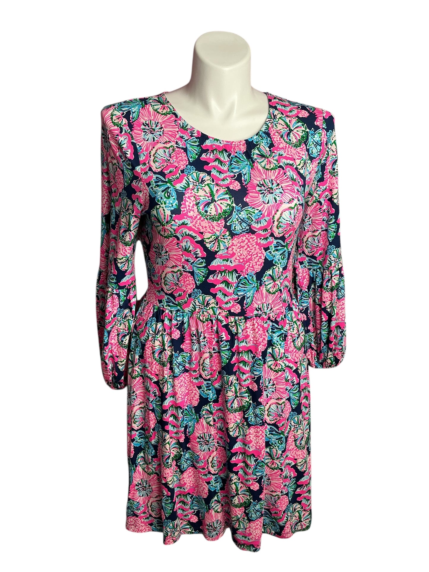 Lilly Pulitzer- Auralia Dress Oyster Bay Navy Shroom With A View Size L