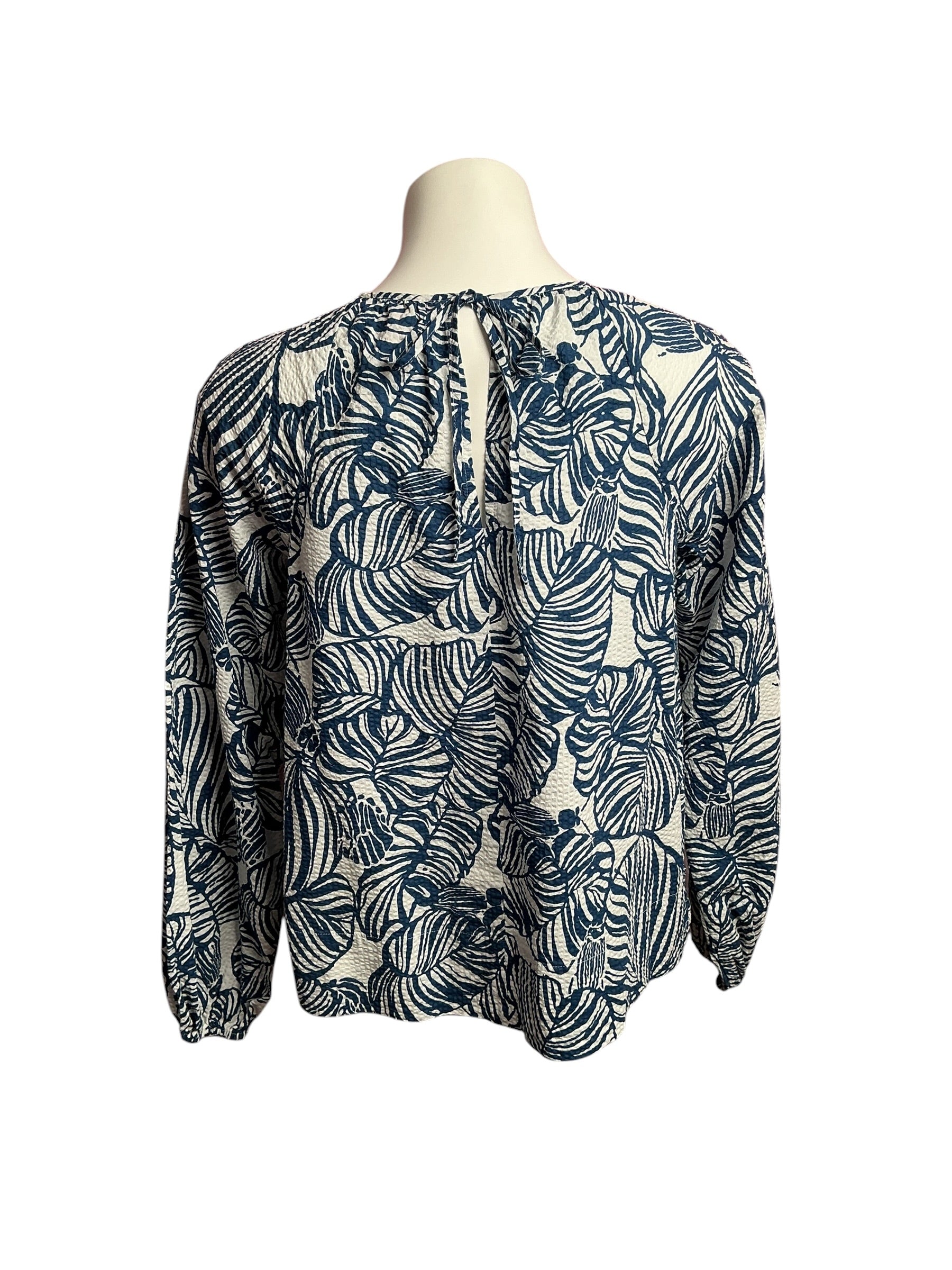 Lilly Pulitzer- Rilynn Long Sleeve Cotton Top Aegean Navy Beach Path Size S
