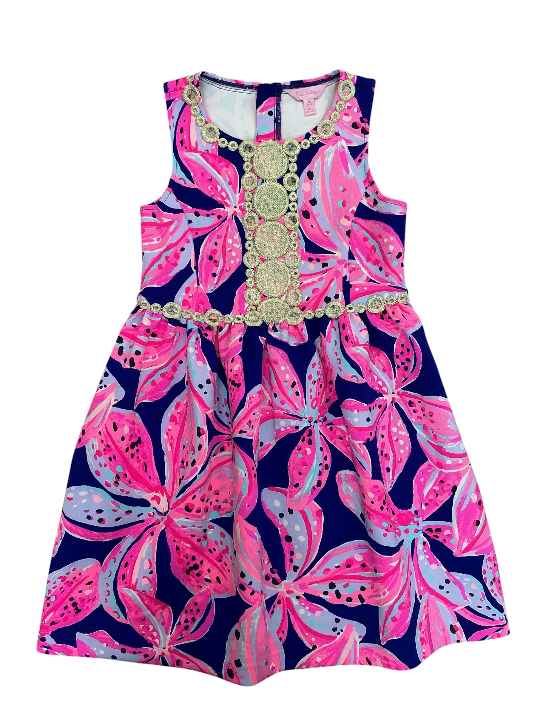 Lilly Pulitzer Kids Girls Lilly Classic Shift Dress Royal Purple Wild Child - Size XL 12-14