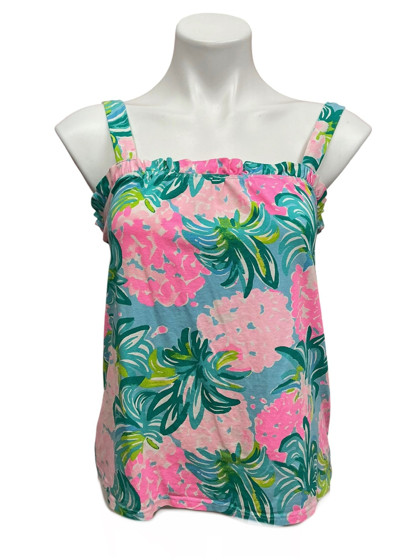Lilly Pulitzer Jia Top Blue Ibiza Pineapple Shake - Size XS