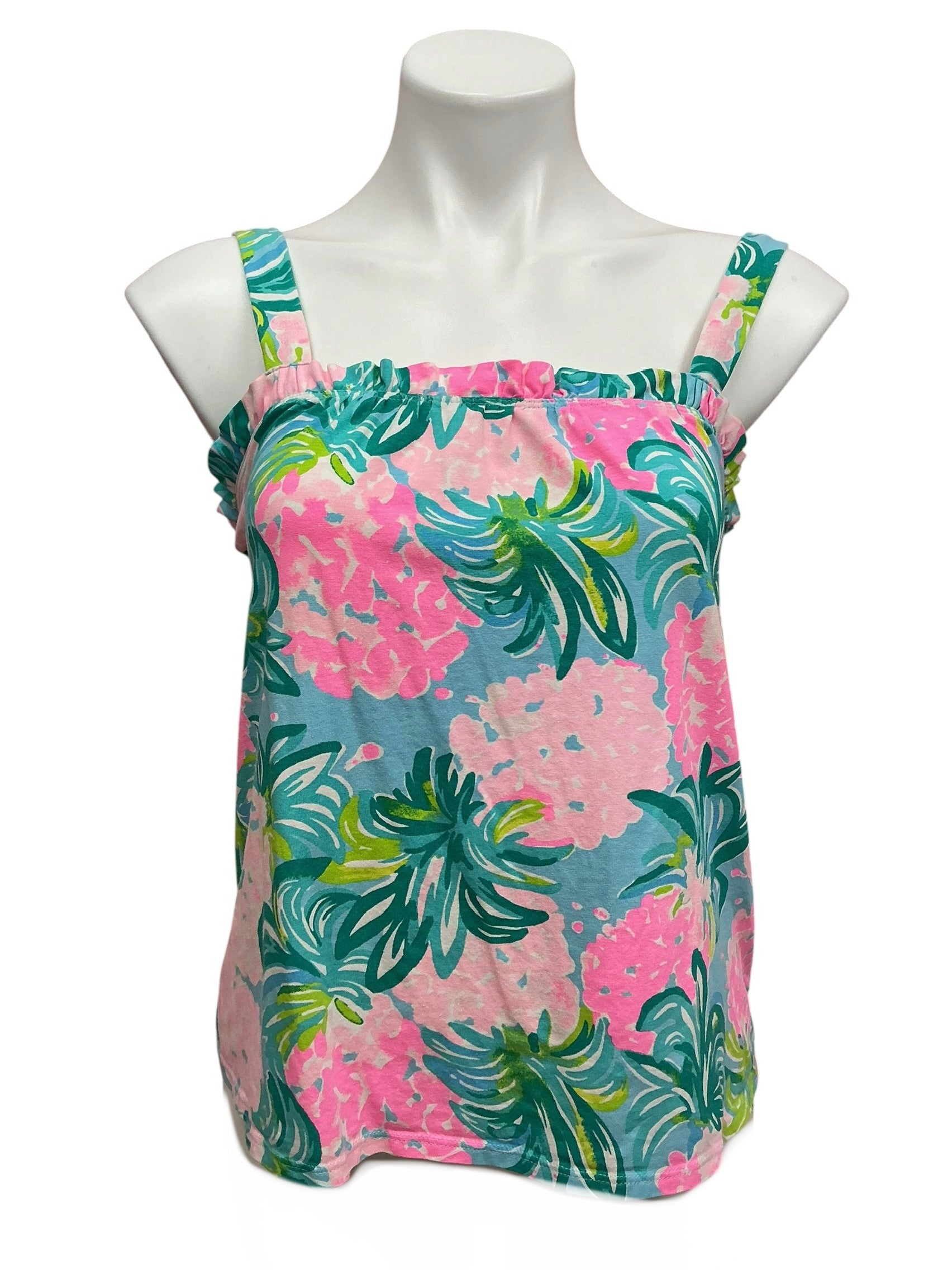 Lilly Pulitzer Jia Top Blue Ibiza Pineapple Shake - Size XS