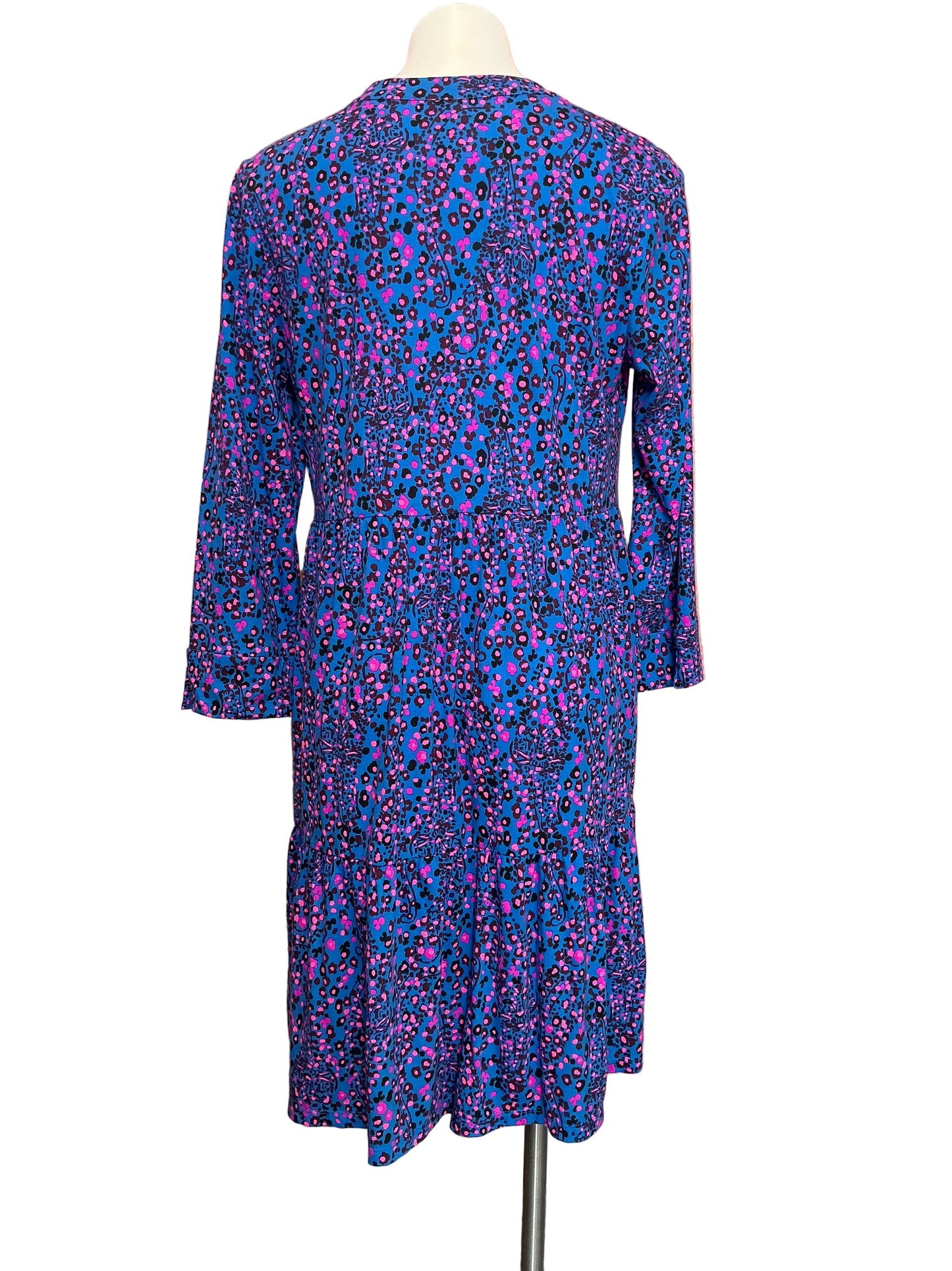 Lilly Pulitzer Alaina 3/4 Sleeve Dress Blue Flare Growl And Prowl - Size L