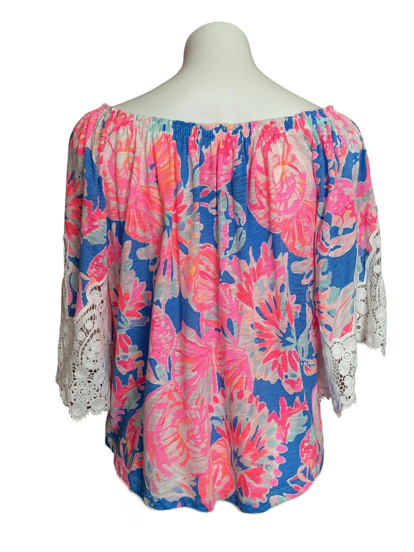 Lilly Pulitzer Zaylee Off-The-Shoulder Top Bennet Blue Bay Dreamin - Size S