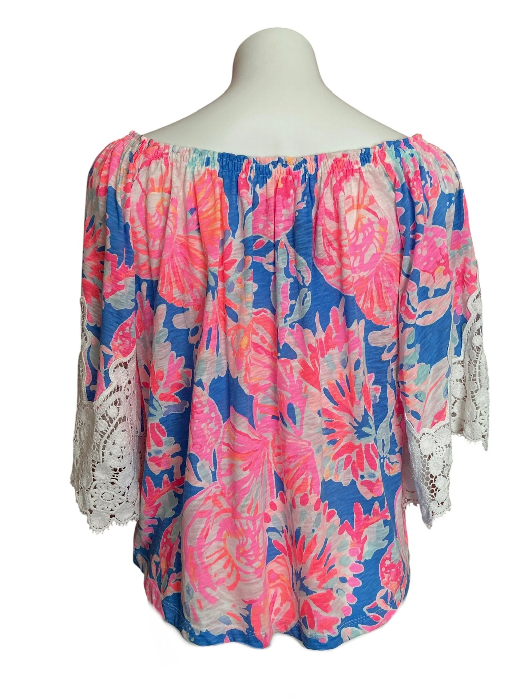 Lilly Pulitzer Zaylee Off-The-Shoulder Top Bennet Blue Bay Dreamin - Size S