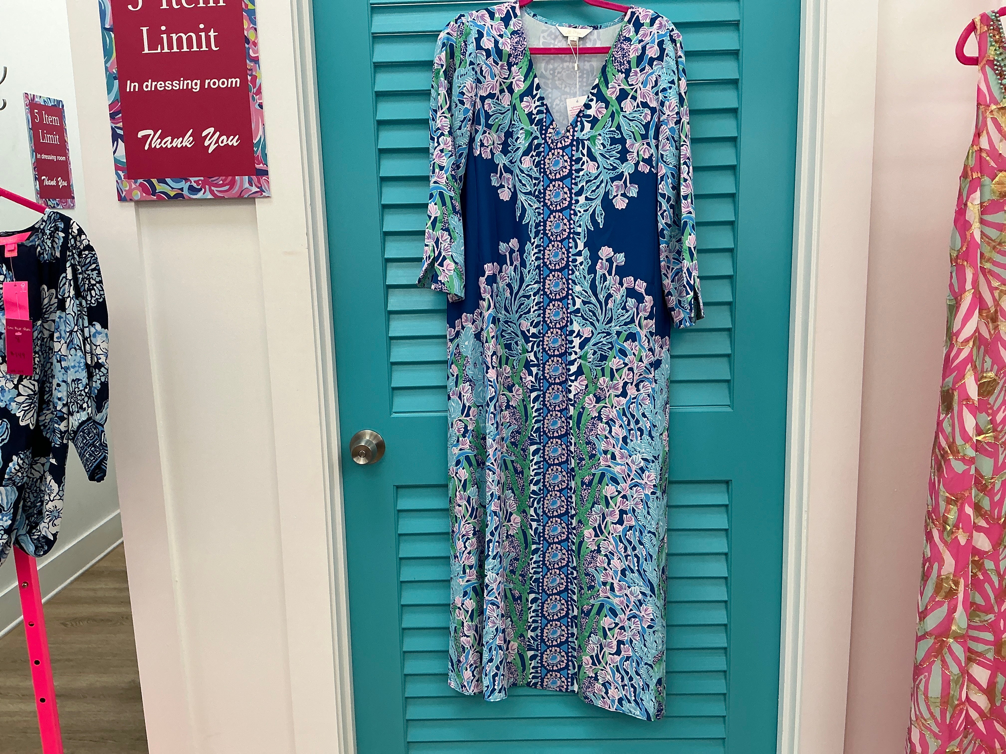 Lilly Pulitzer NWT Noland Maxi Dress Barton Blue Seacret Escape Engineered Woven Maxi Dress - Size 6
