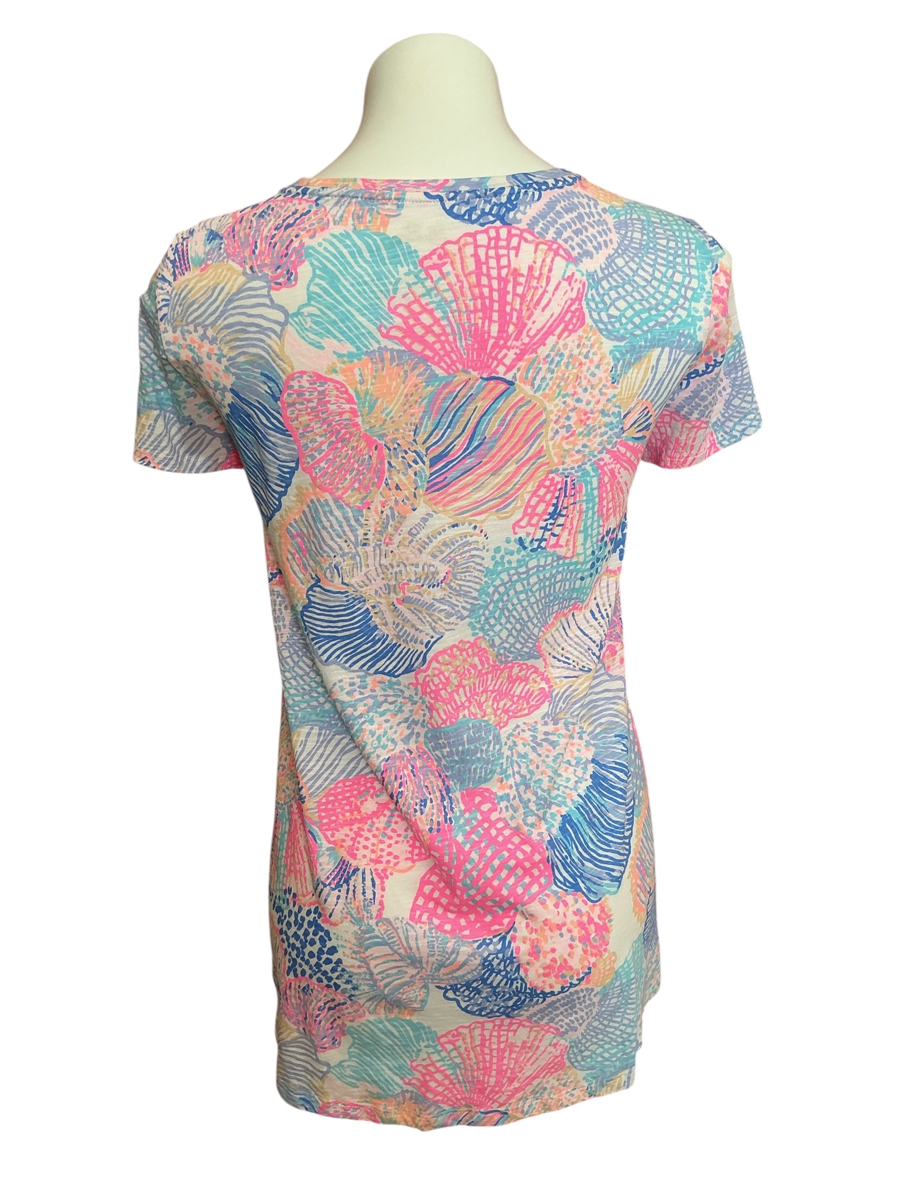 Lilly Pulitzer NWT Etta Scoop-Neck Tee Top Multi Roar Of The Seas - Size L