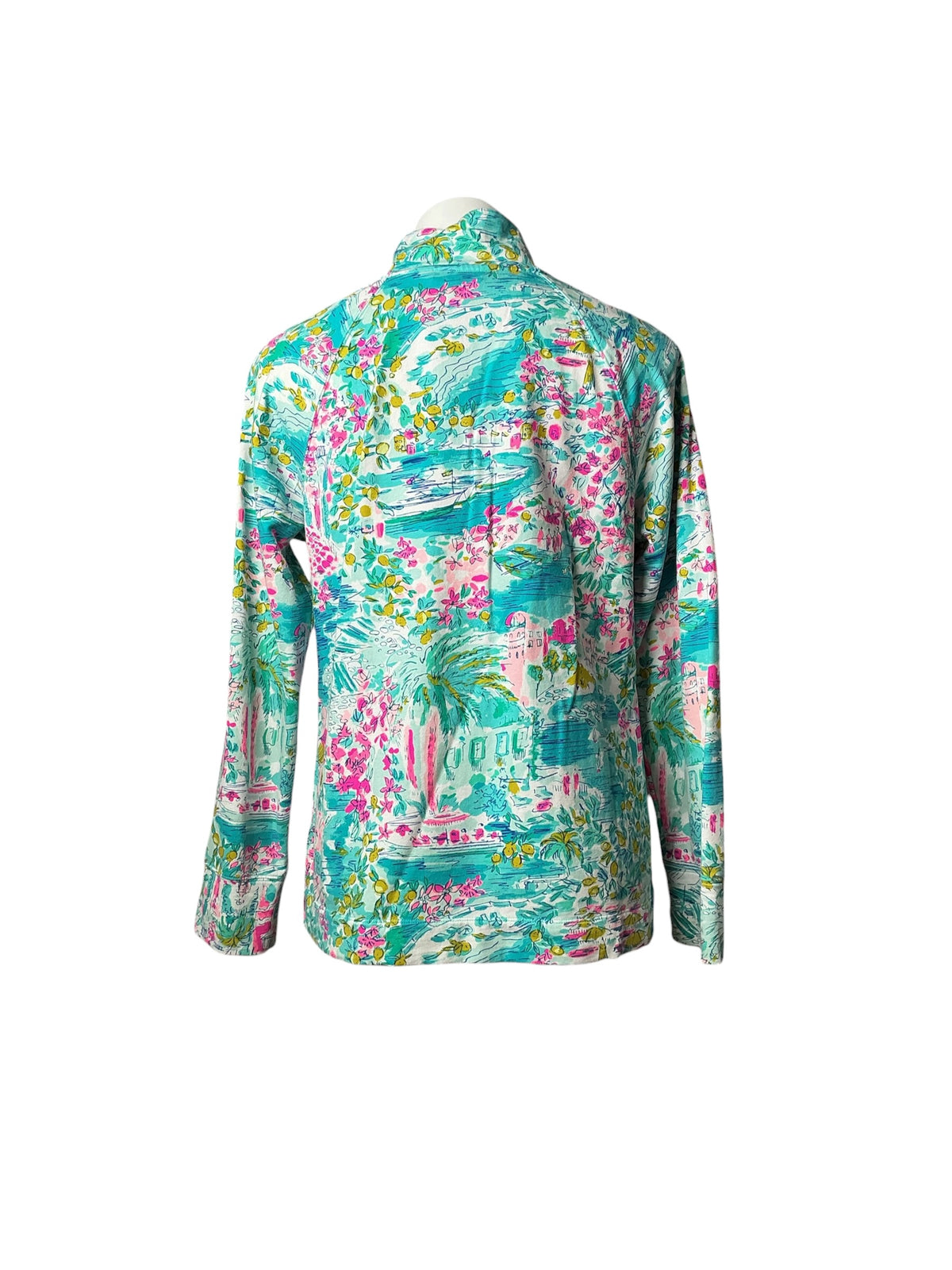 Lilly Pulitzer Skipper Popover Top Multi Postcards From Positano - Size L