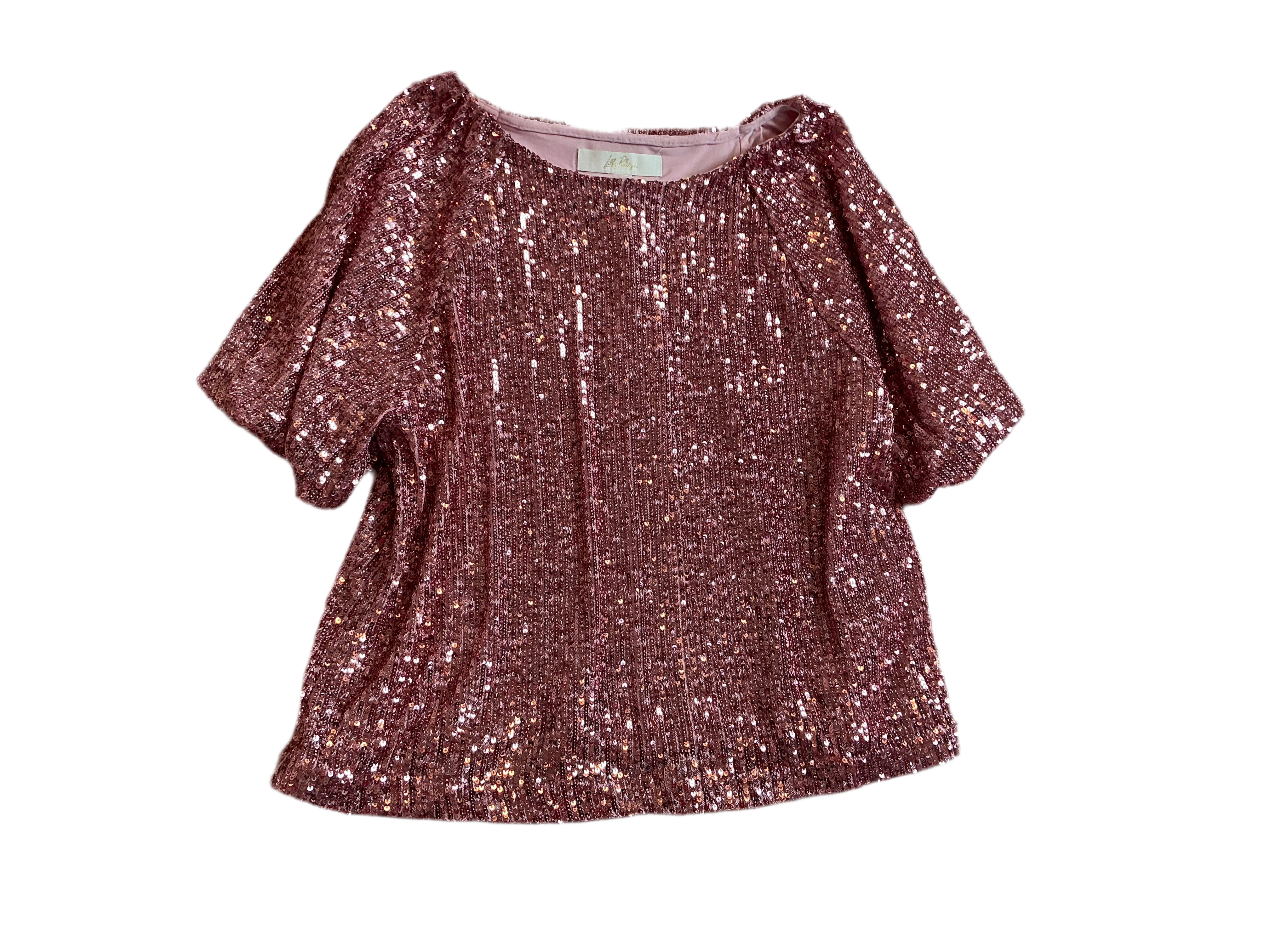 Lilly Pulitzer NWT - Cressida Knit Top - Conch Shell Pink Treasure Box Sequin Kn - Size XXS