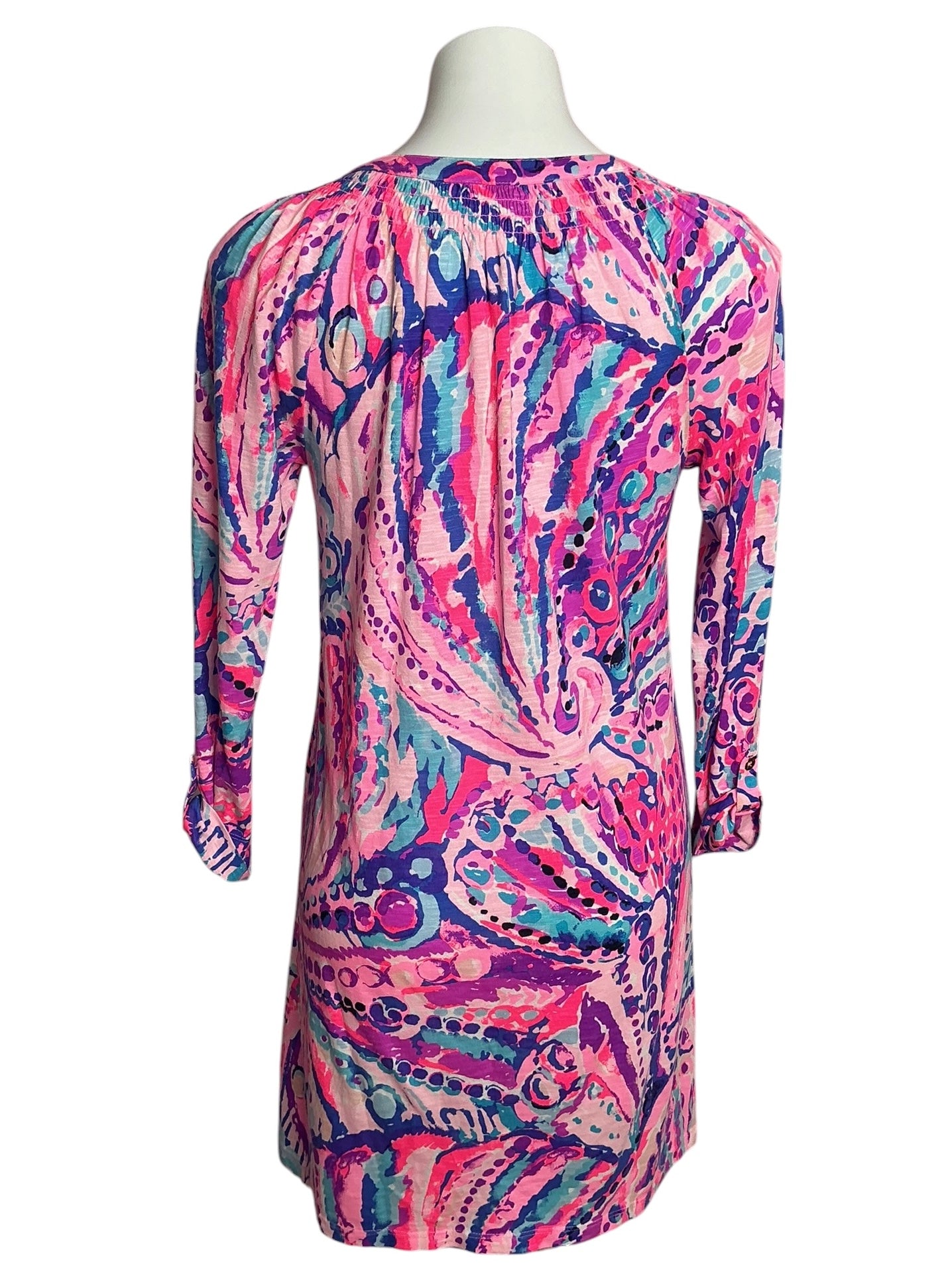 Lilly Pulitzer Sleeved Essie Dress Colony Coral Shell Out - Size S