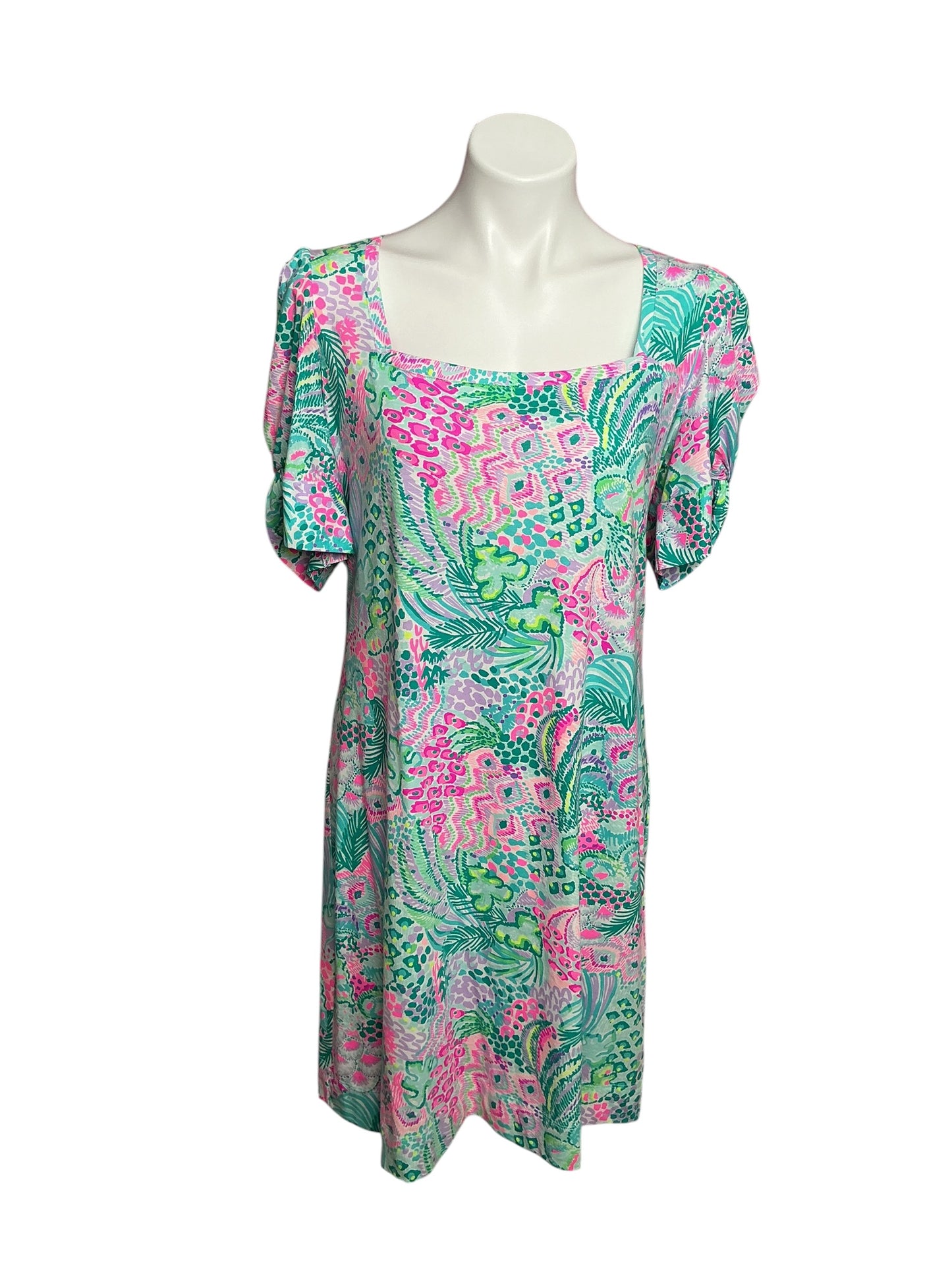 Lilly Pulitzer Haydn Short Sleeve Dress Multi Banana Split - Size XL