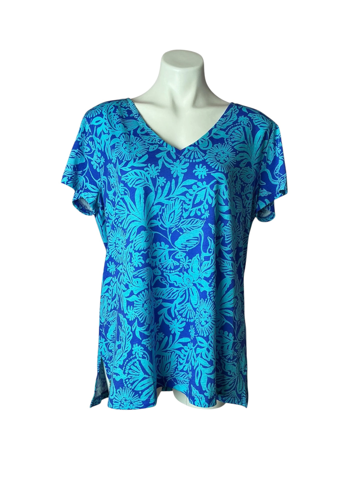 Lilly Pulitzer Meredith Tee Martinique Blue Jungle Oasis - Size XL