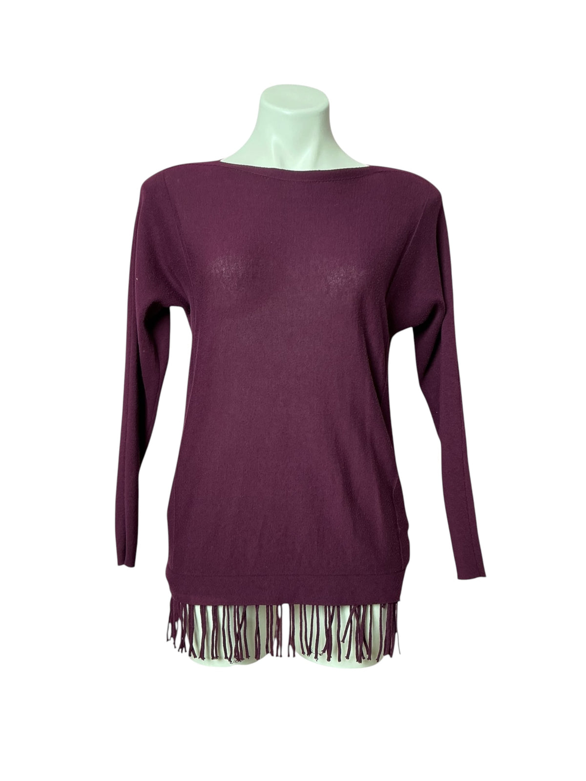 Lilly Pulitzer Glenda Fringe Sweater Cabernet Berry - Size XXS