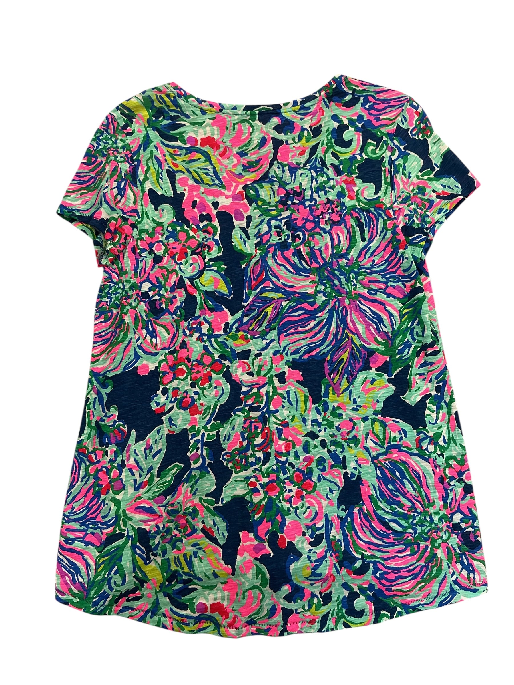 Lilly Pulitzer Etta V-Neck Top Indigo Exotic Escapade - Size M