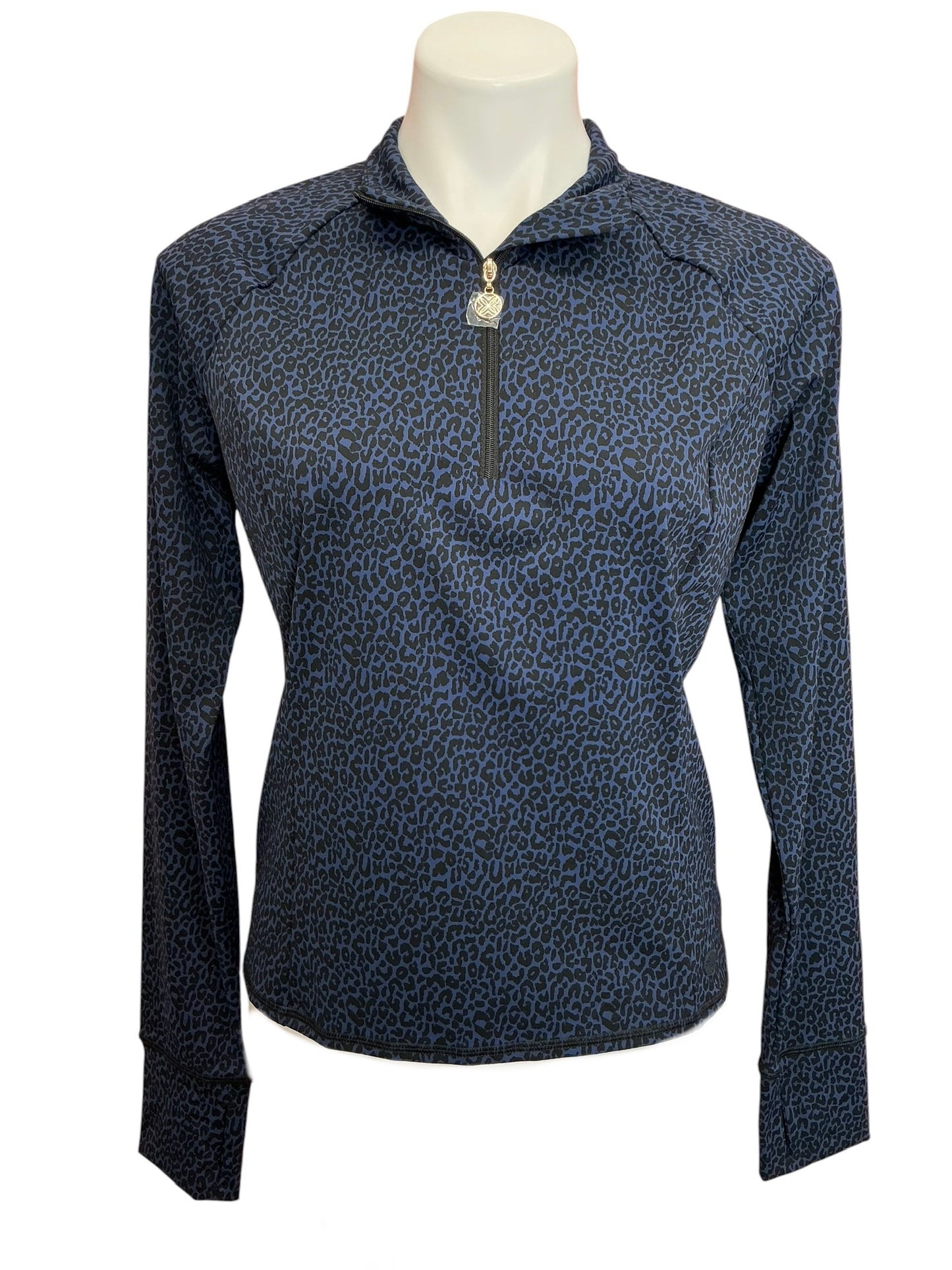 Lilly Pulitzer NWT Sur Mer Half Zip Top UPF 50+ Low Tide Navy Twisted Up Active Jacquard - Size M