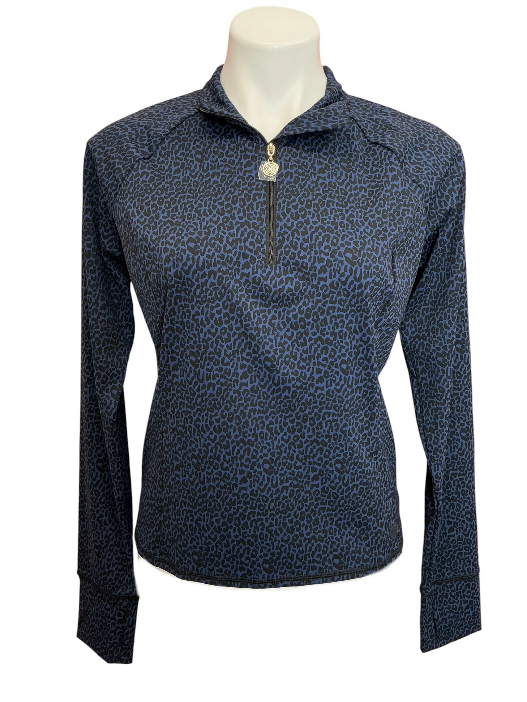 Lilly Pulitzer NWT Sur Mer Half Zip Top UPF 50+ Low Tide Navy Twisted Up Active Jacquard - Size M