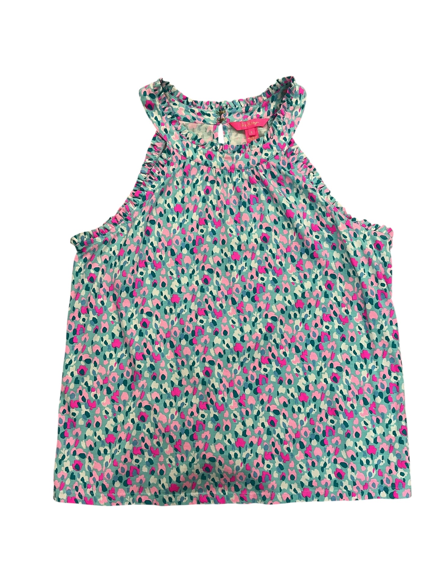 Lilly Pulitzer Jerrica Blouse Top Multi Hottie Dottie - Size L