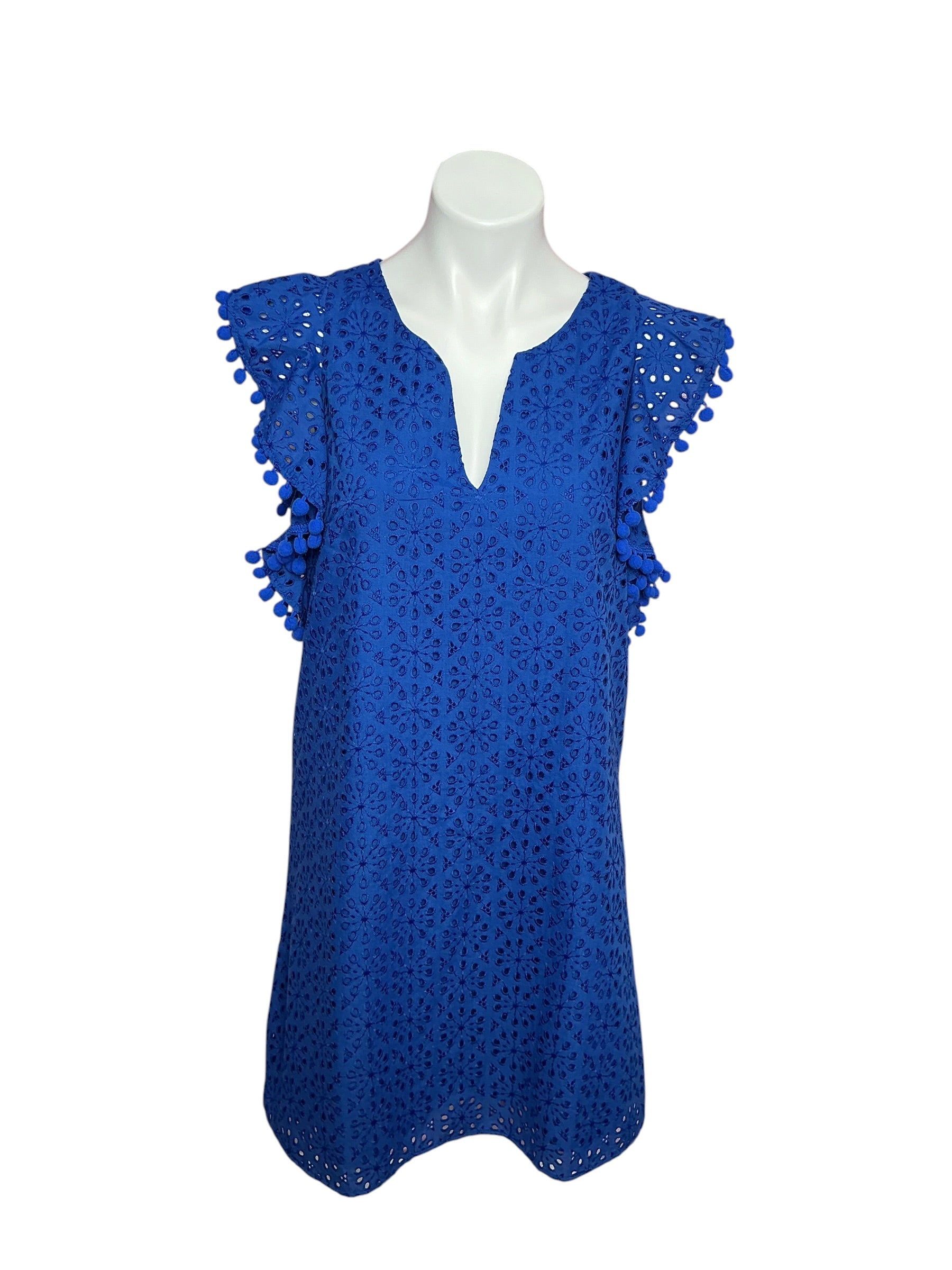 Lilly Pulitzer Astara Dress Baha Blue Neon Sunburst Eyelet - Size M