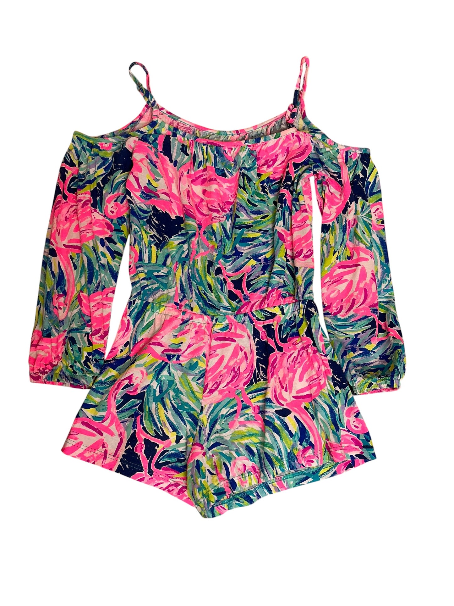 Lilly Pulitzer Girls Mini Candice Romper Flamenco Beach - Size M