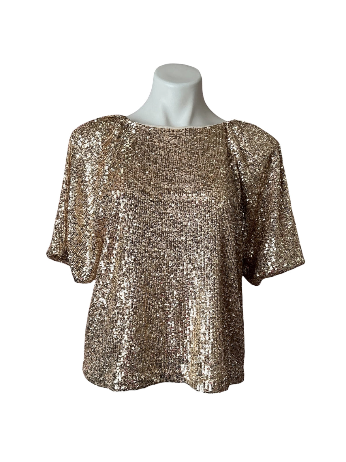 Lilly Pulitzer Cressida Knit Top Gold Metallic - Treasure Box Sequin - Size S