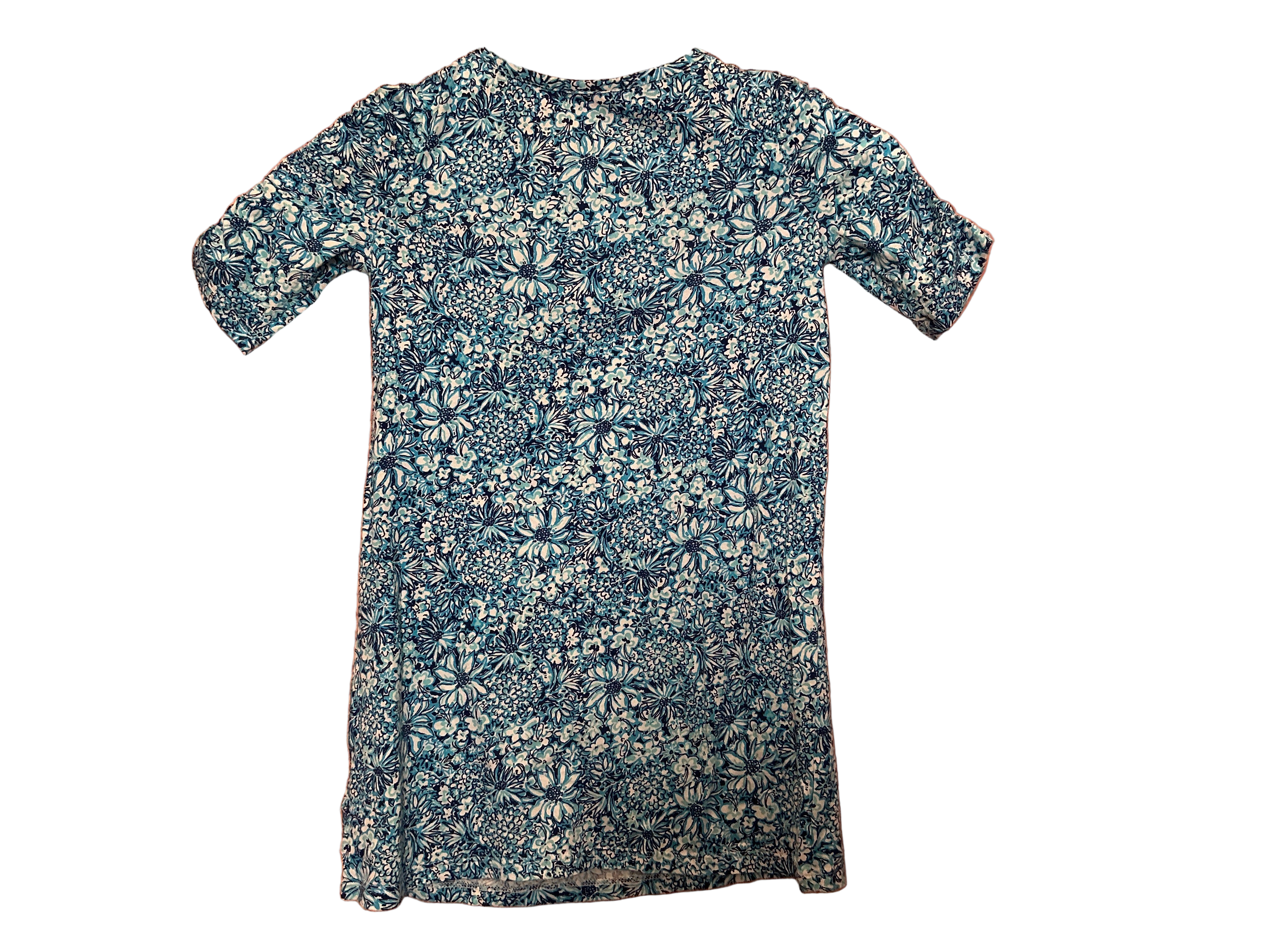Lilly Pulitzer Girls Mini Belden Dress Cumulus Blue Blooming Together Size M  6/7