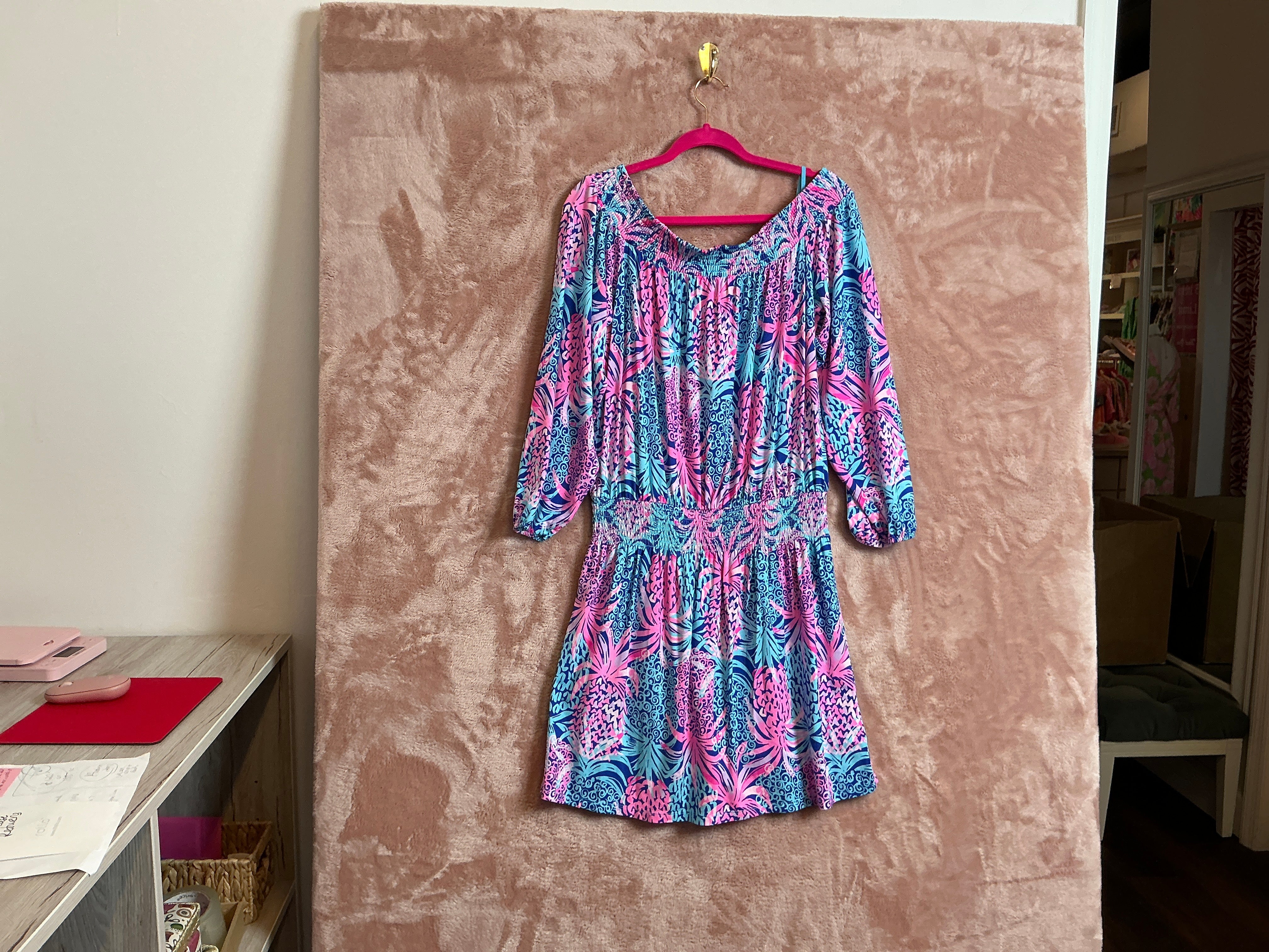 Lilly Pulitzer NWT Cyla Romper Borealis Blue Tropic down low - Size L