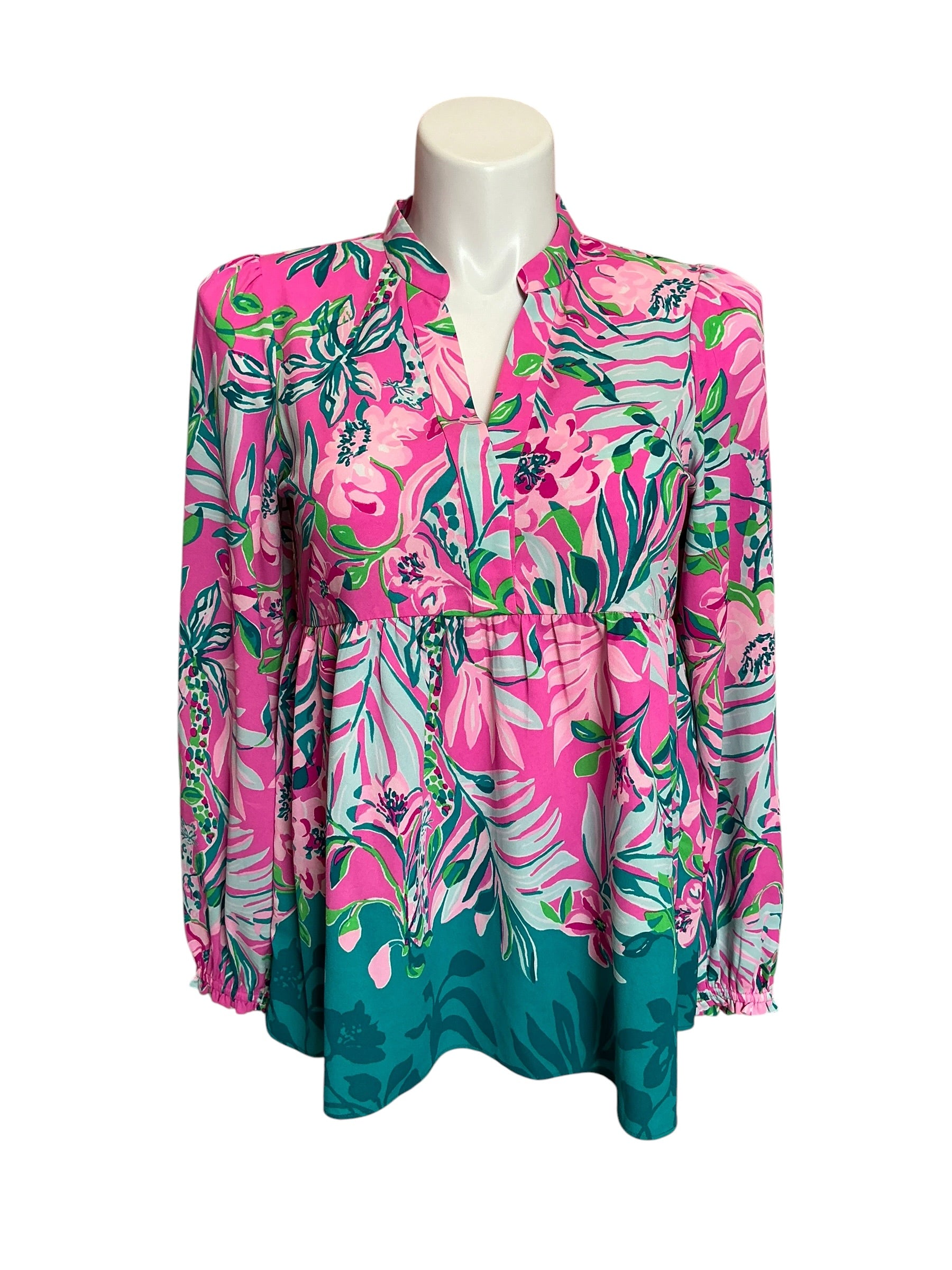 Lilly Pulitzer Winona Stretch Tunic Plumeria Pink I'm Feline Fine - Size M