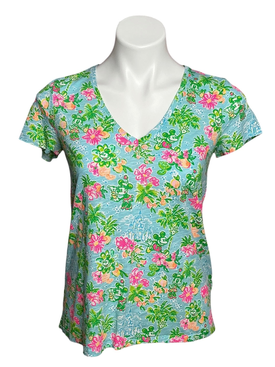 Lilly Pulitzer Etta V-Neck Tee Lilly Loves Disney - Size XS