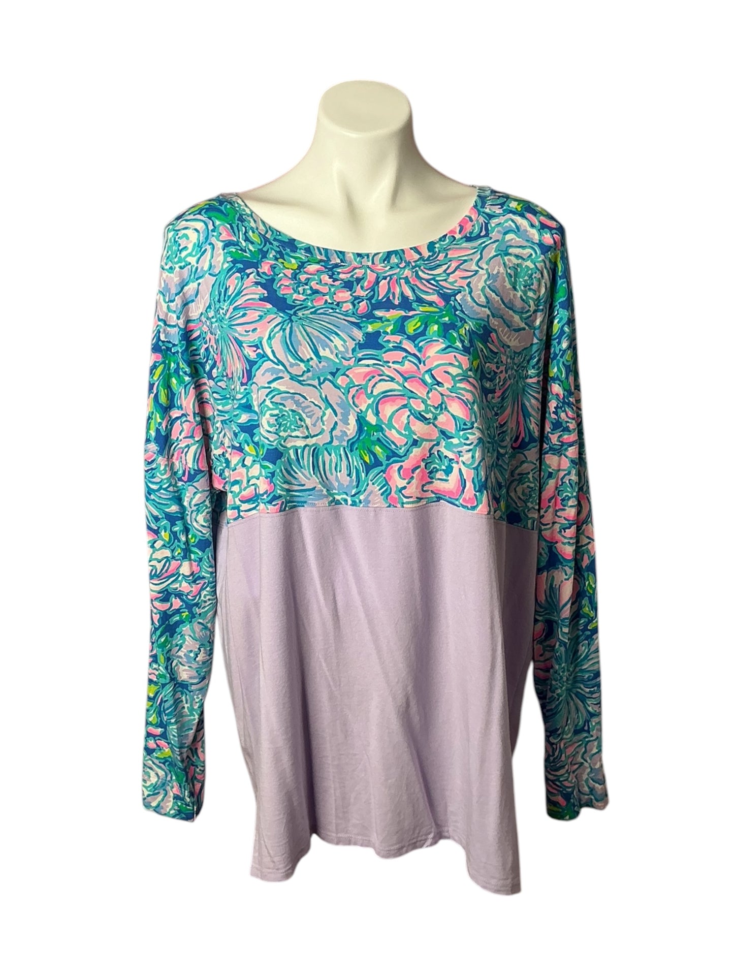 Lilly Pulitzer Finn Long Sleeve Top Full Bloom - Size XXL