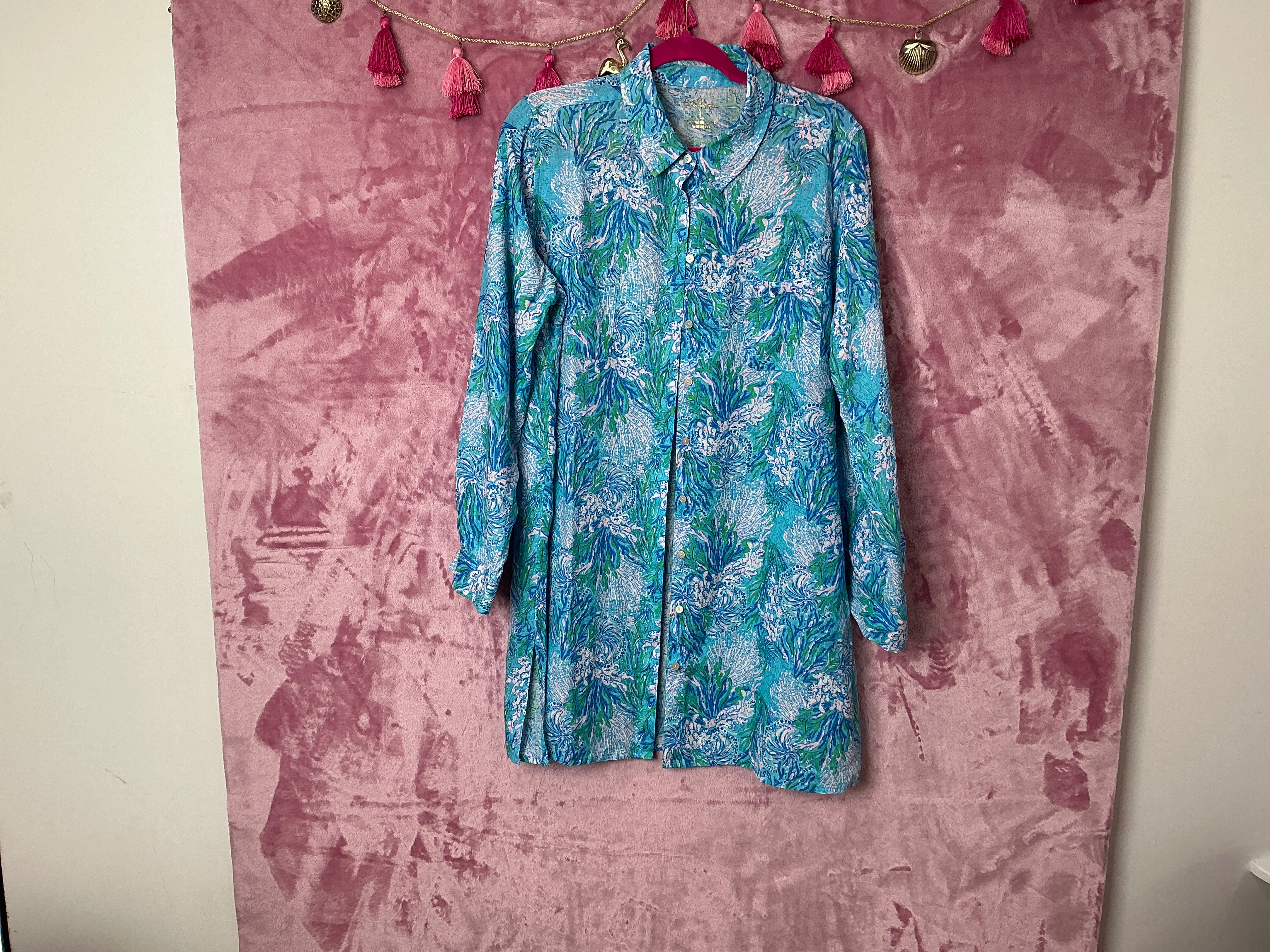 Lilly Pulitzer Coverup NWT - Seaview Coverup - Las Olas Aqua - Strong Current Sea - Size L