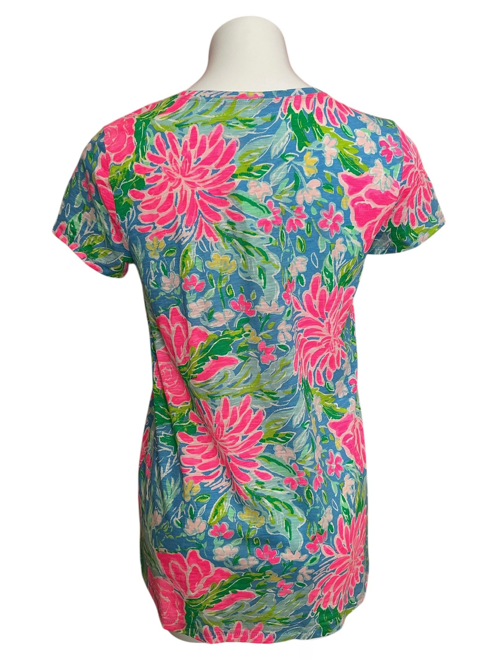 Lilly Pulitzer Etta V-Neck Top Bunny Business - Size S