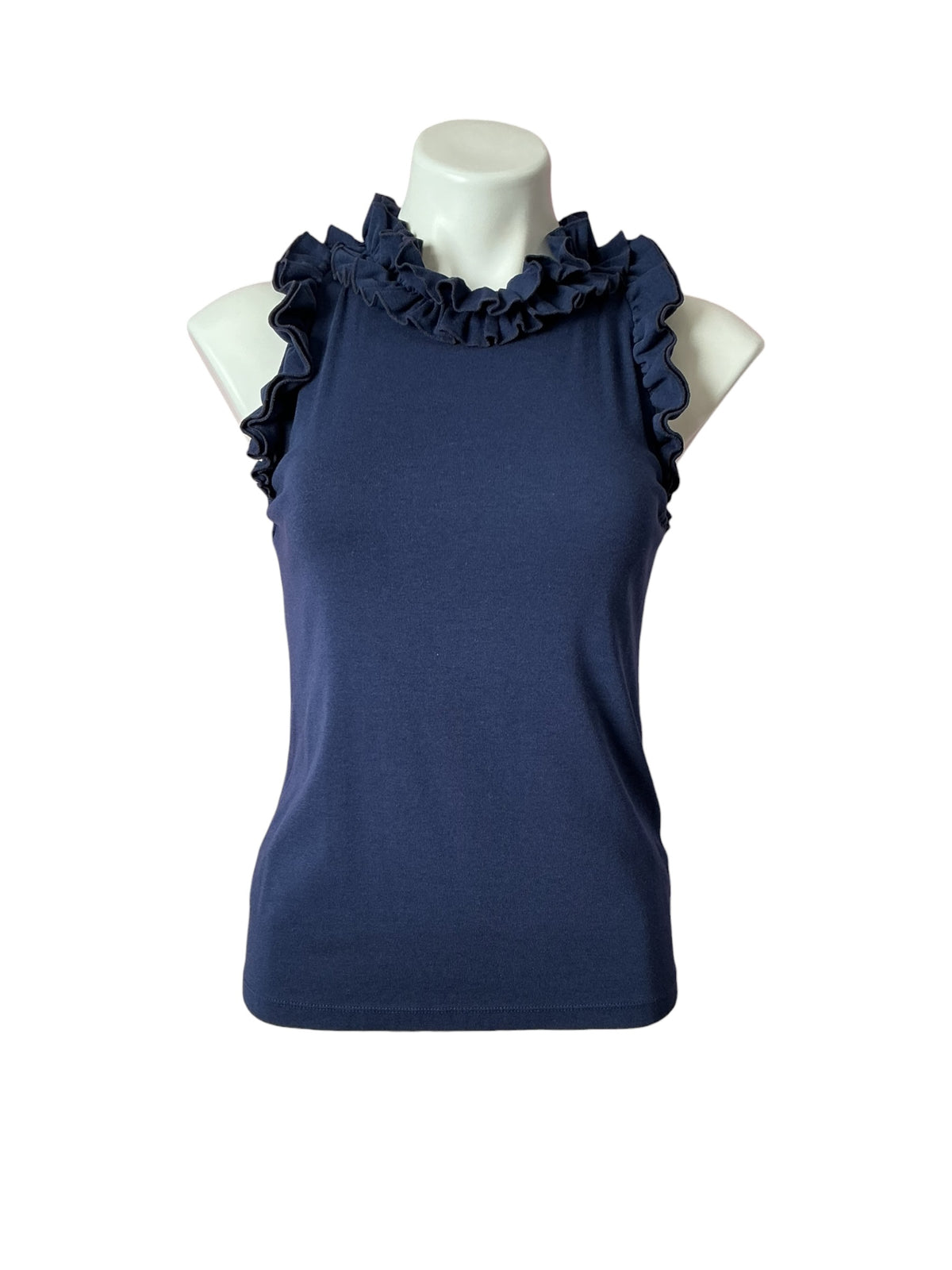 Lilly Pulitzer Sleeveless Agata Ruffle Tank Low Tide Navy - Size S