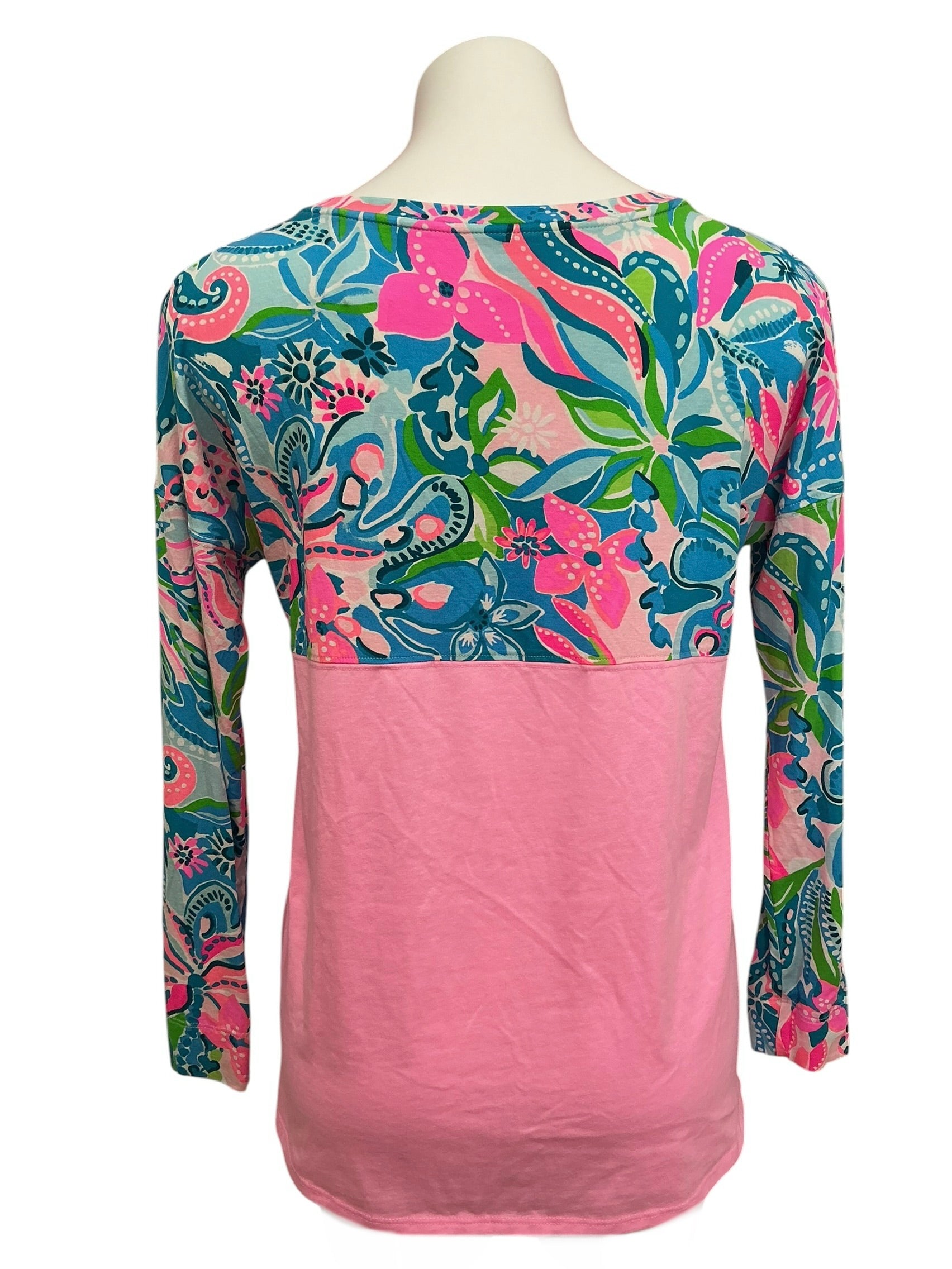 Lilly Pulitzer Finn Top Turquoise Oasis Golden Hour - Size S