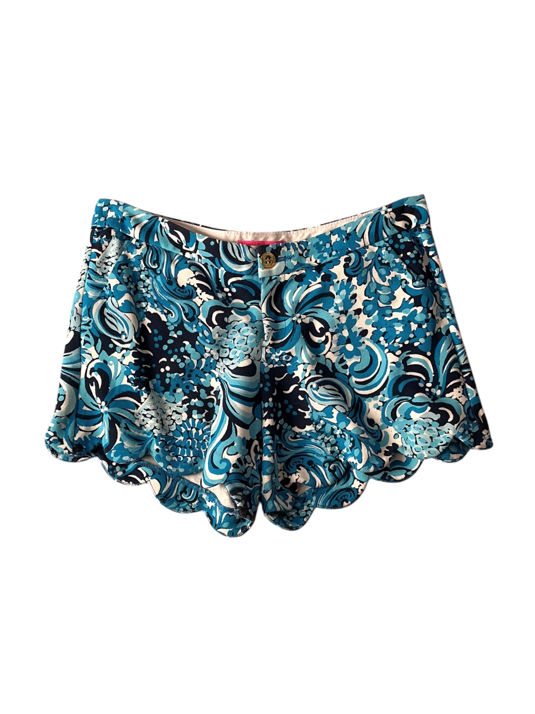 Lilly Pulitzer "Buttercup" Scalloped Short “Bahamian Rhapsody" - Size 10