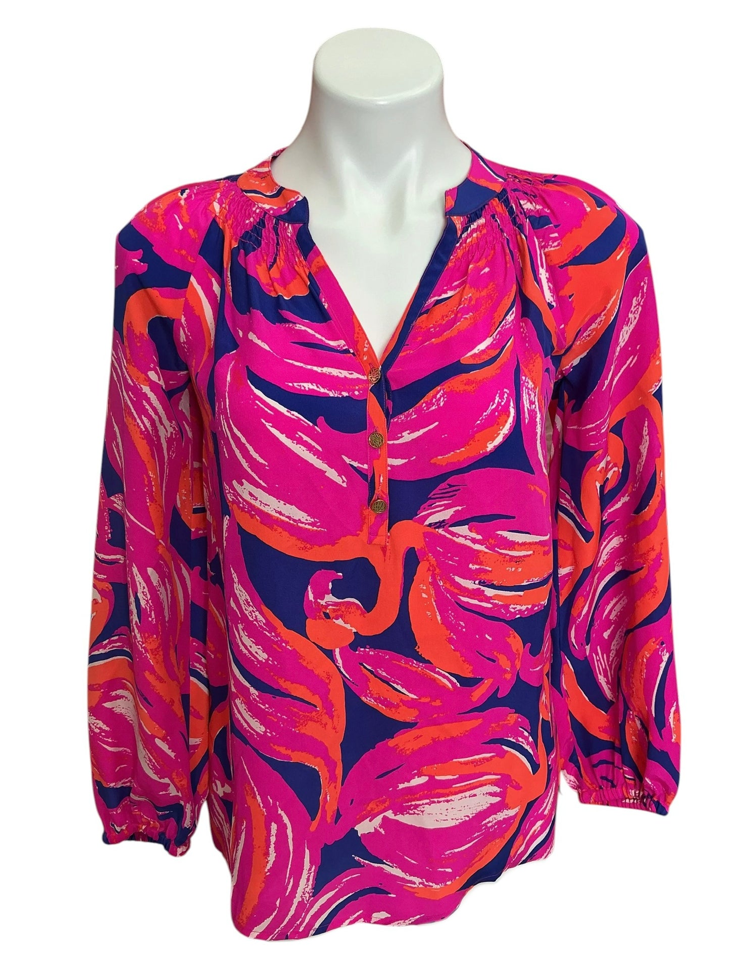 Lilly Pulitzer NWT Elsa Top Bomber Blue Plume Bloom Small - Size XS