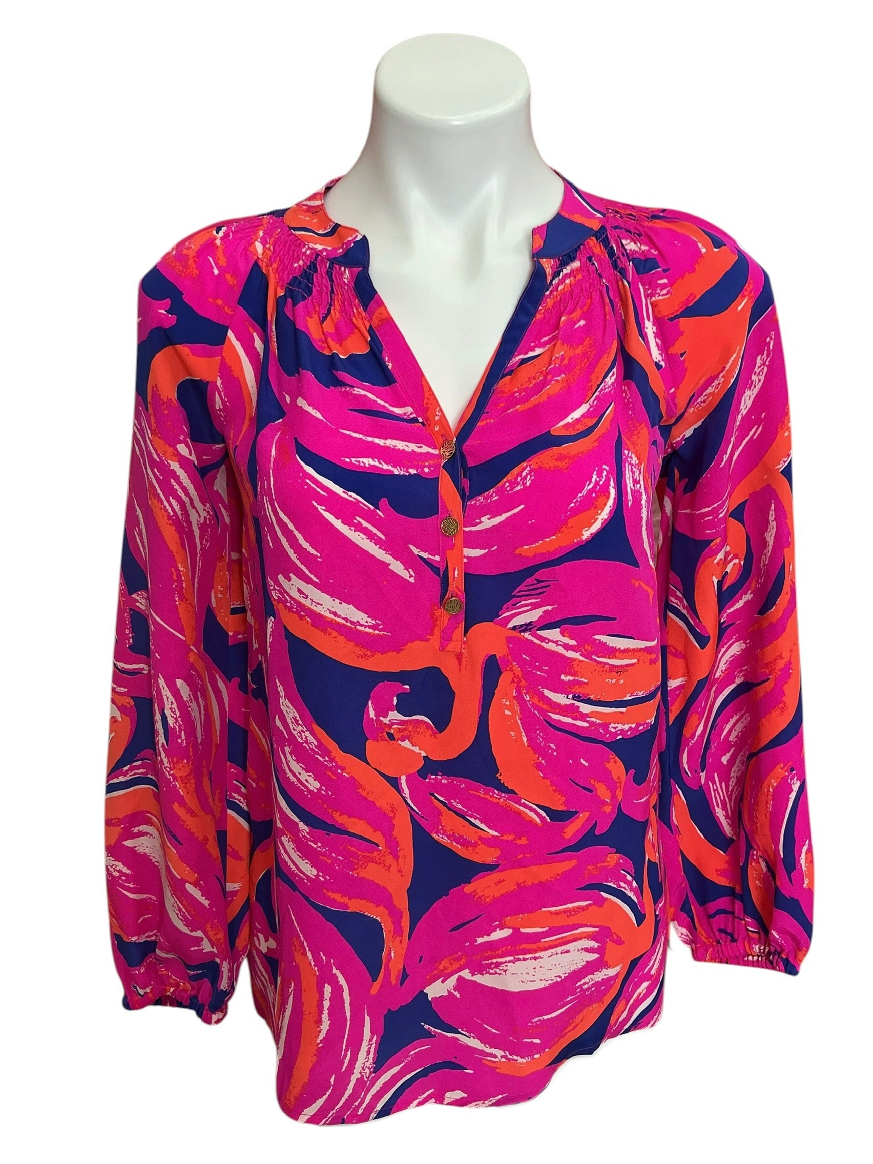Lilly Pulitzer NWT Elsa Top Bomber Blue Plume Bloom Small - Size XS