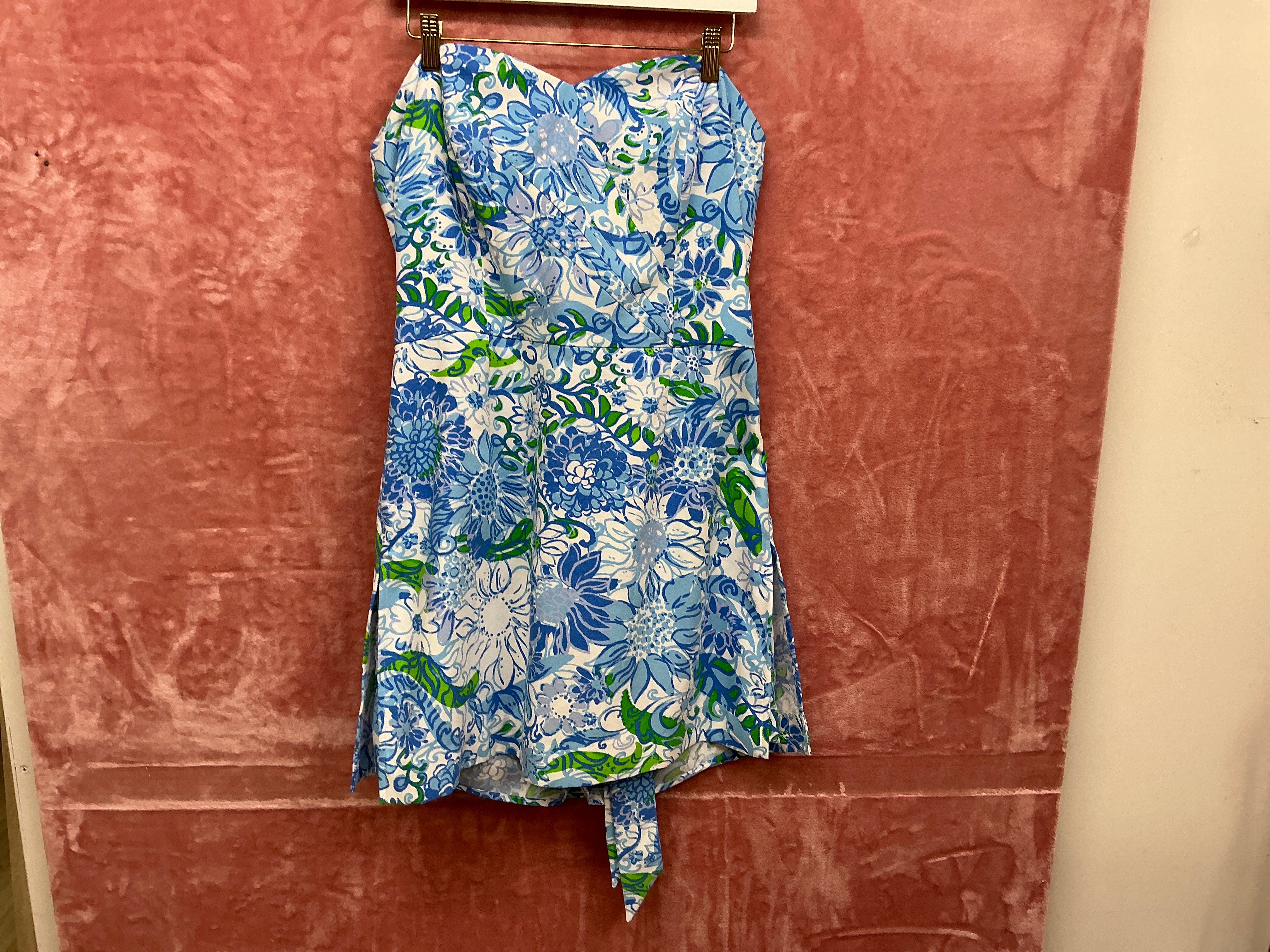 Lilly Pulitzer Kylostrapless Skirted Dress NWT, Frenchie Blue Suns Out, Size 12