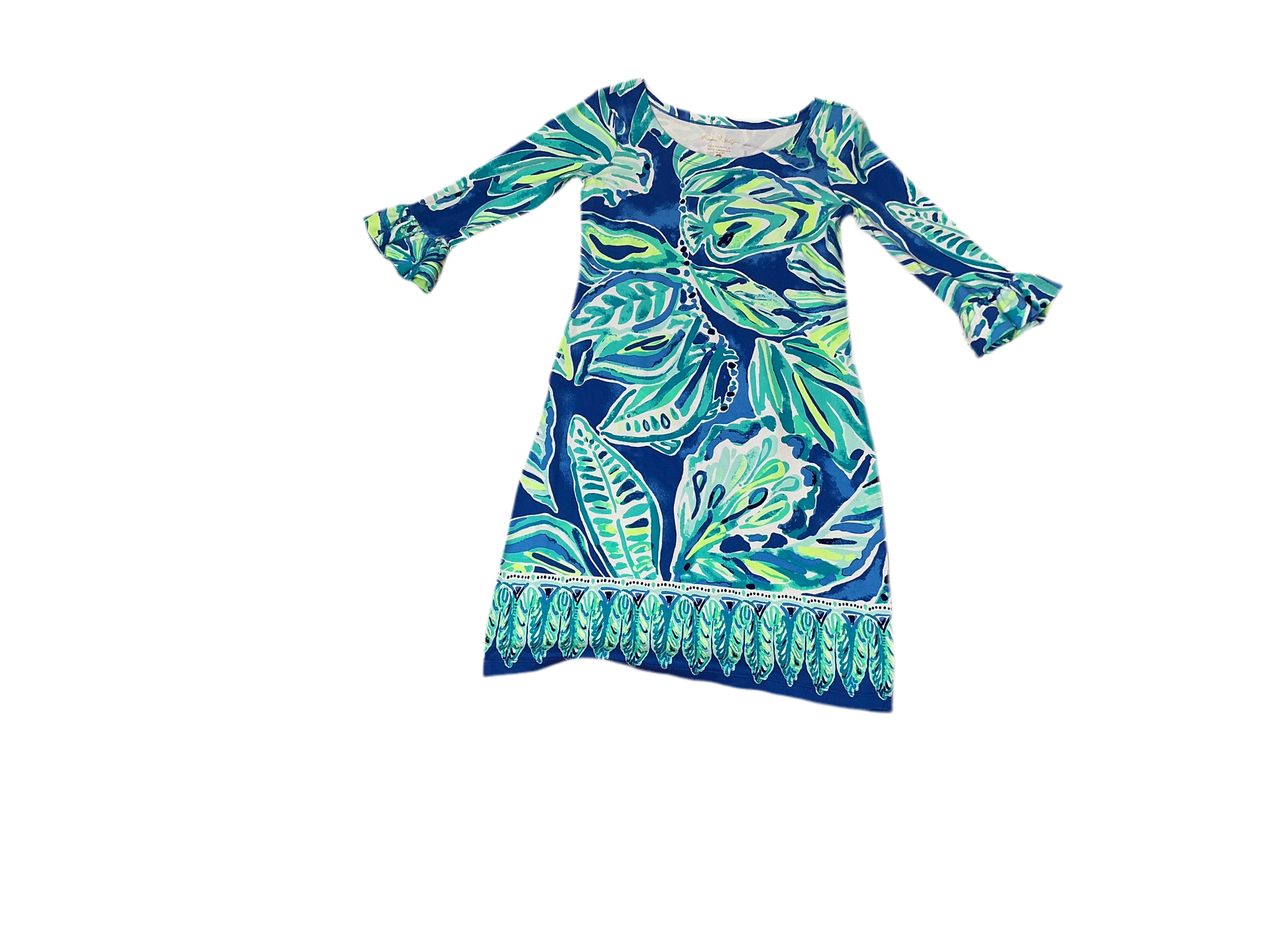 Lilly Pulitzer Sophie Ruffle Dress -  Beckon Blue Palm Passage - Size xxs