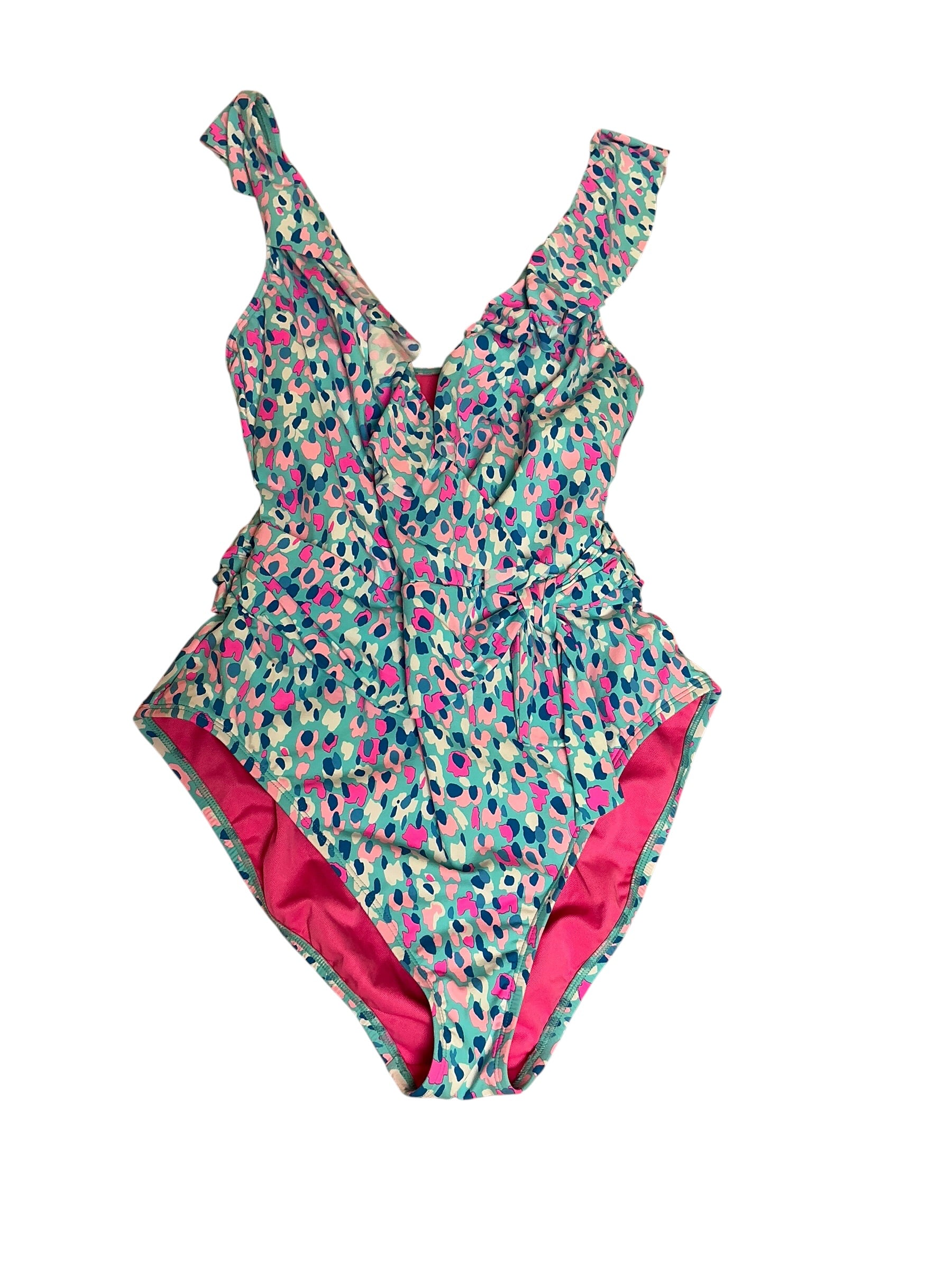 Lilly Pulitzer Delphie One-Piece Swimsuit Blue Ibiza Hottie Dottie - Size 12