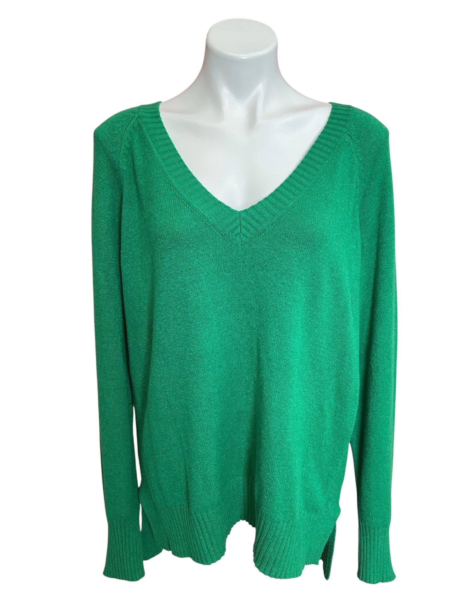 Lilly Pulitzer Kaycee V Neck Sweater Fiddle Leaf Green - Size XL