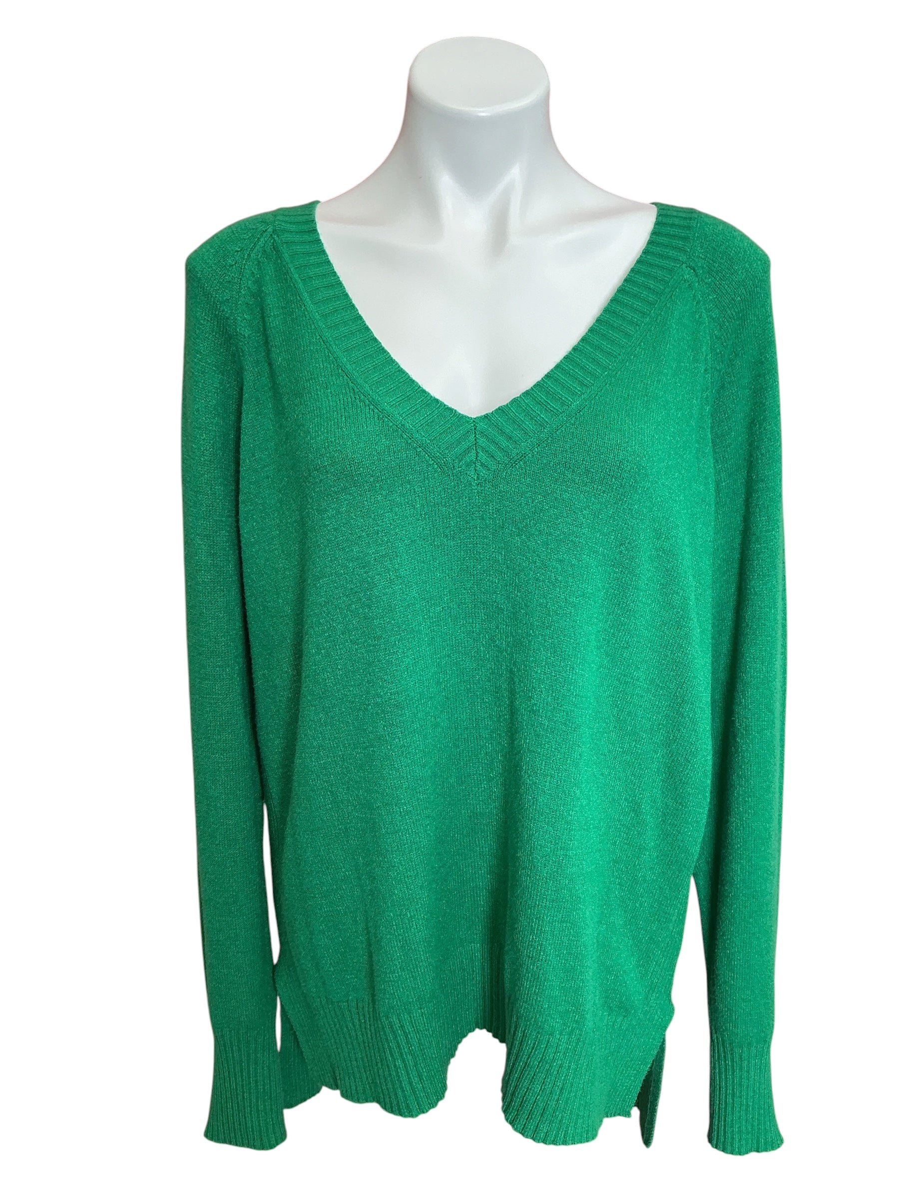 Lilly Pulitzer Kaycee V Neck Sweater Fiddle Leaf Green - Size XL