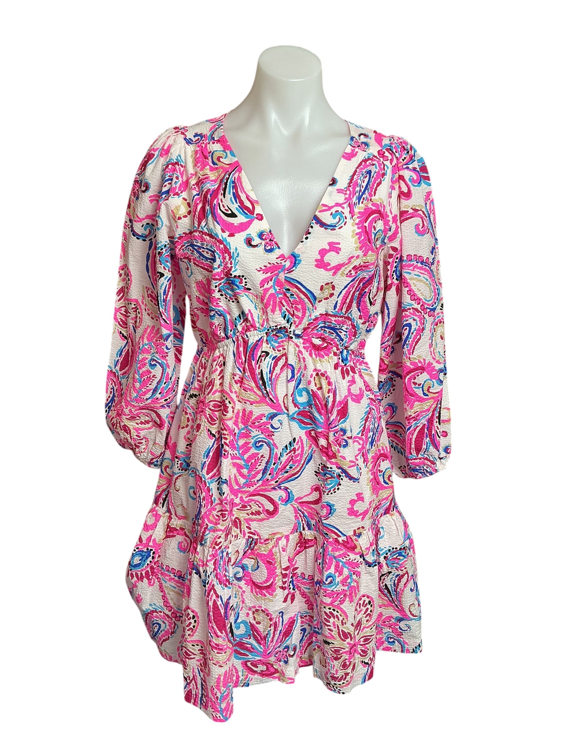 Lilly Pulitzer NWT Deacon 3/4 Sleeve V-Neck - Coconut Flitting About - Size 6
