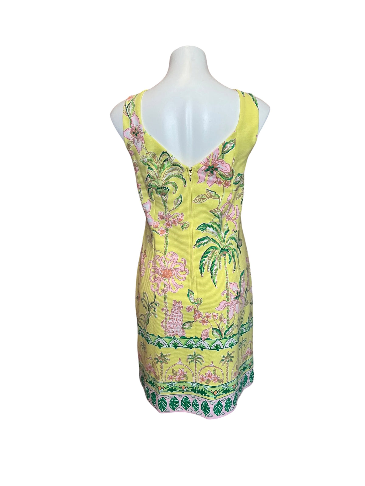Lilly Pulitzer Del Rey Stretch Shift Dress Finch Yellow Tropical Oasis - Size XL