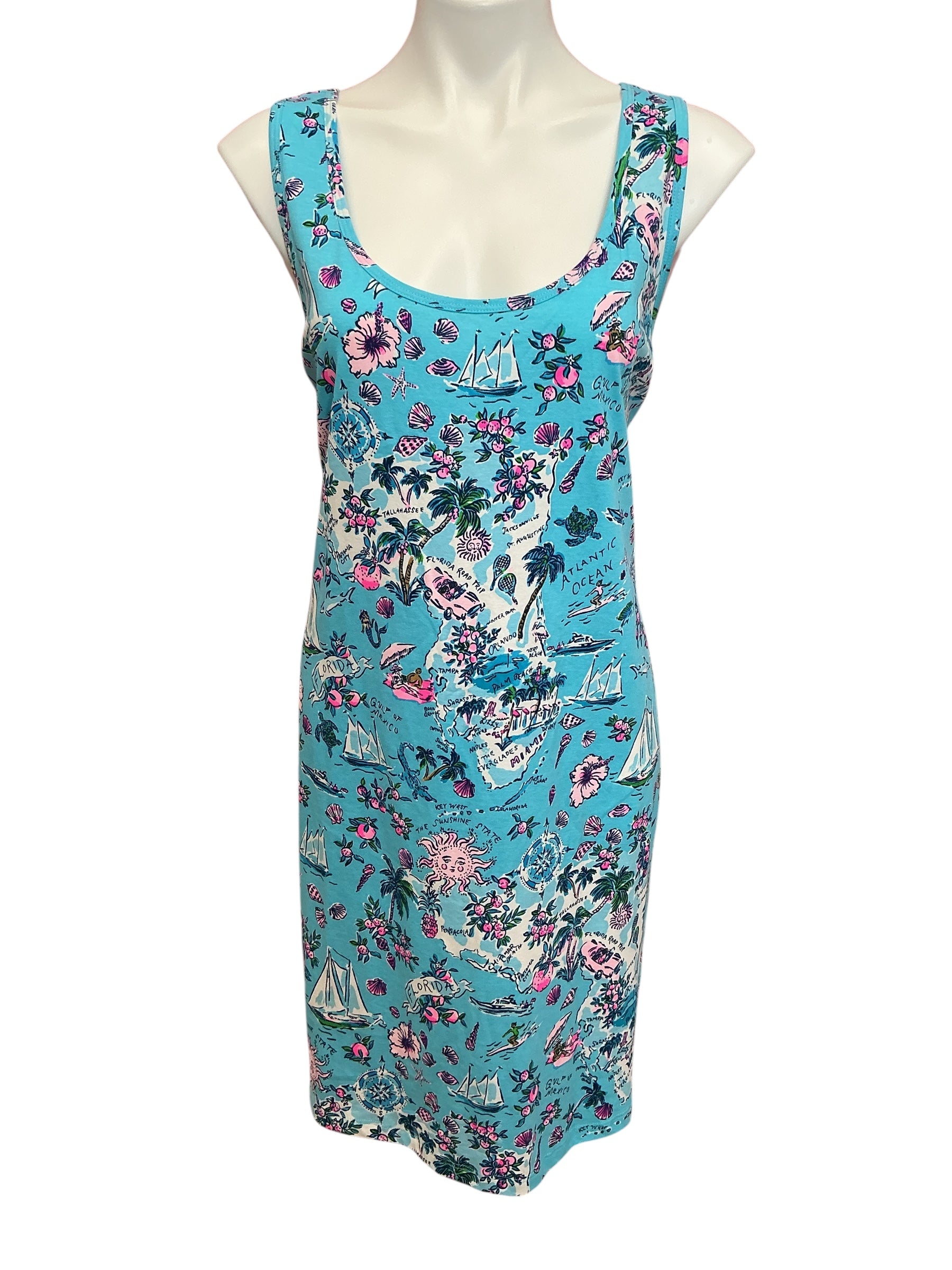 Lilly Pulitzer NWT Newberri Tank Dress Amalfi Blue Lillys Roadtrip - Size XL