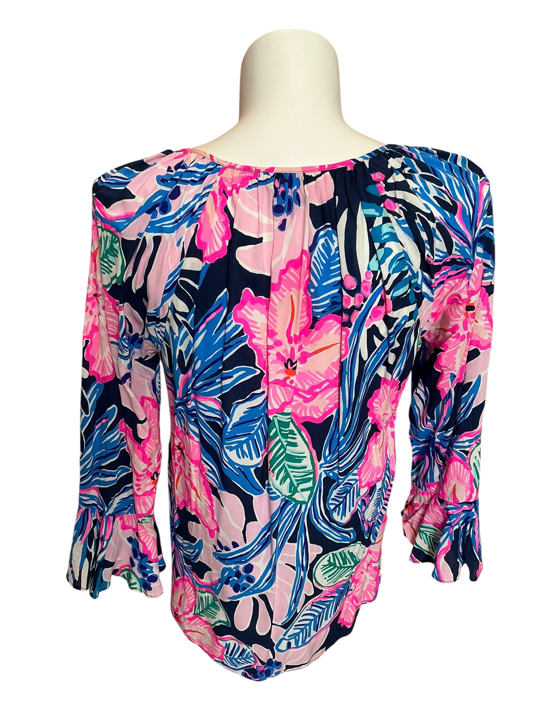 Lilly Pulitzer Willa Tunic Top Bright Navy Tipping Point - Size L