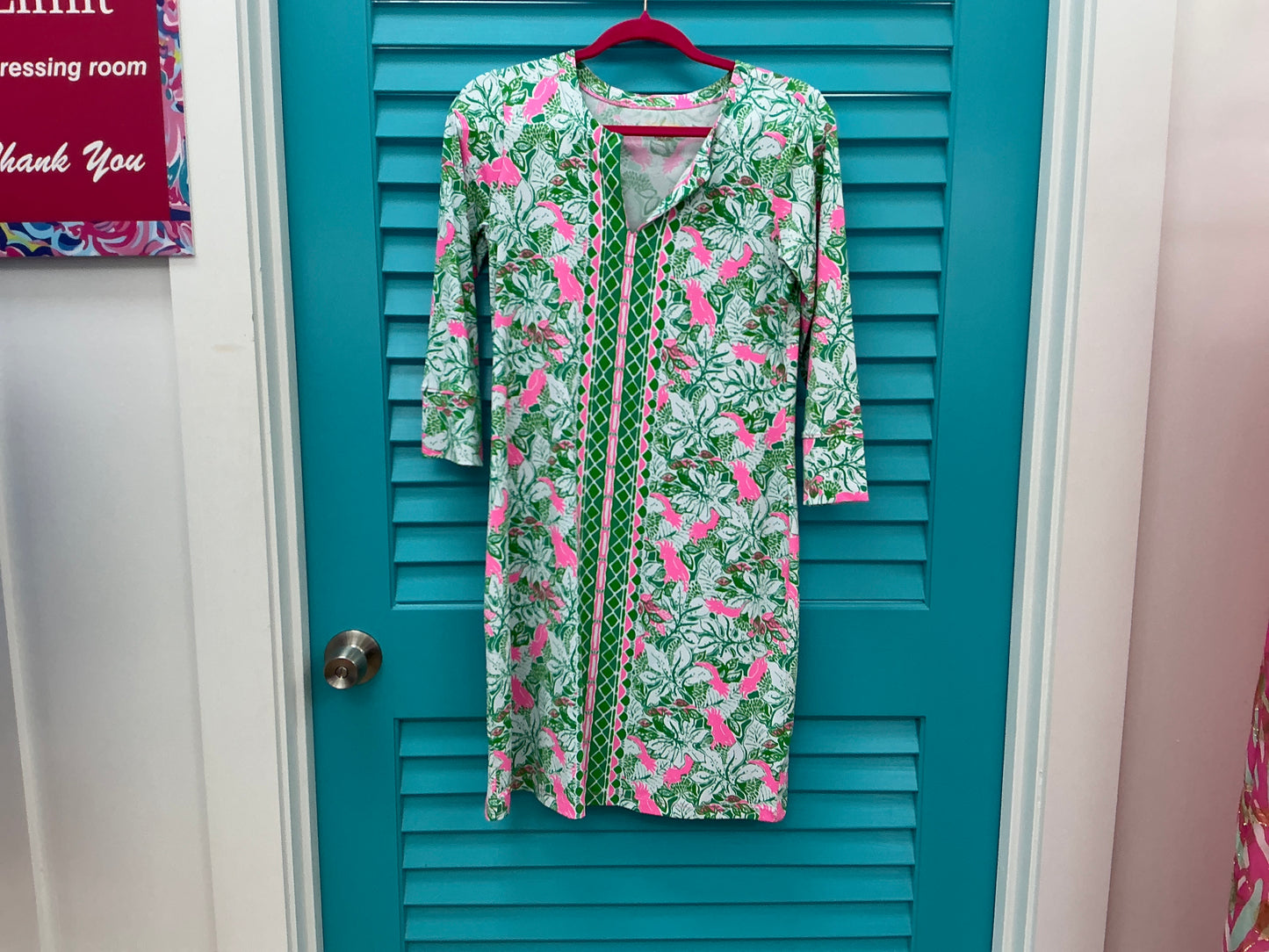 Lilly Pulitzer NWT UPF 50+ Nadine Dress Botanical Green Just Wing It Engineere