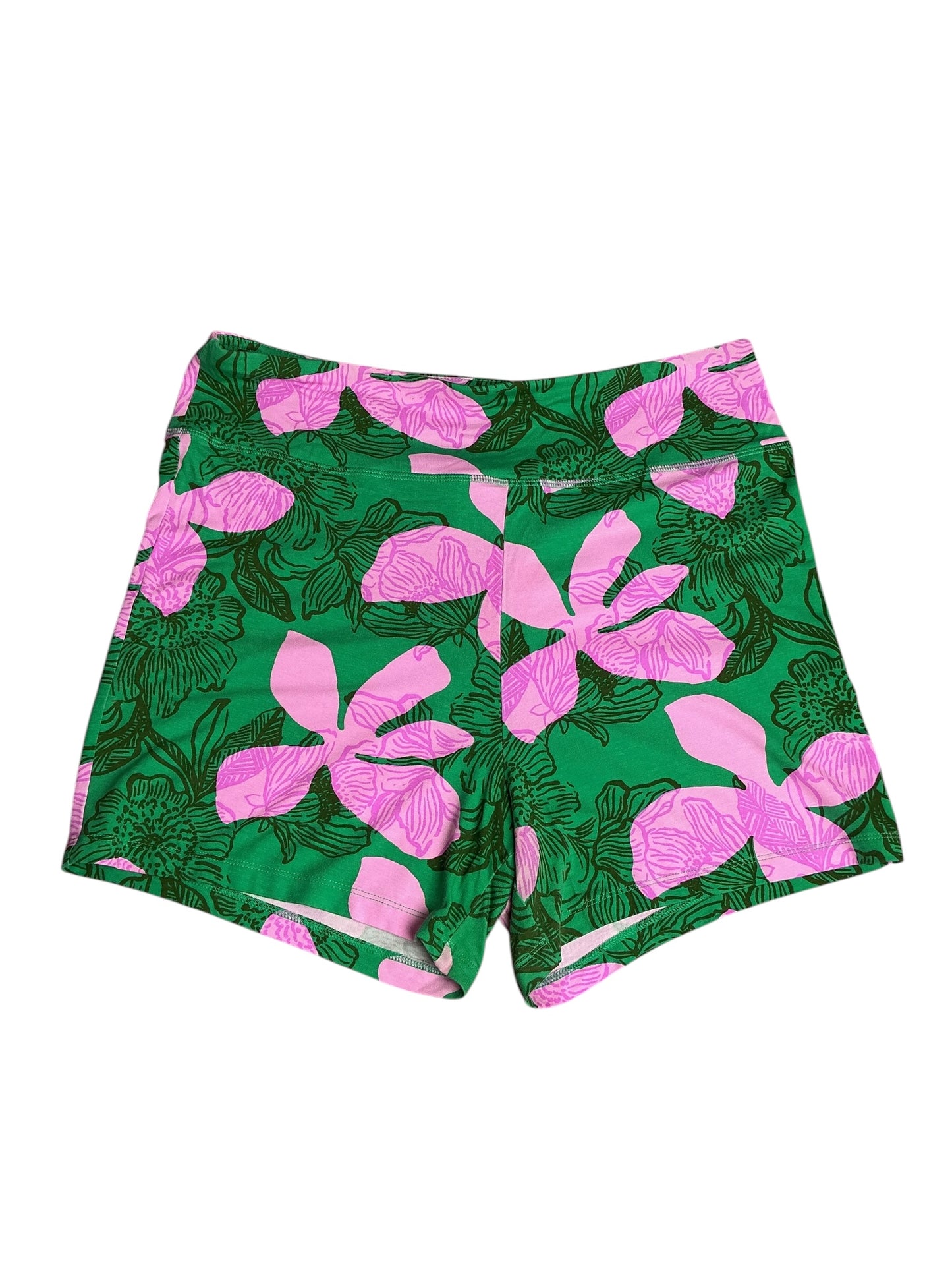 Lilly Pulitzer- Liona High-Rise Bike Shorts Knitts Green Sunset Shadows Size 16