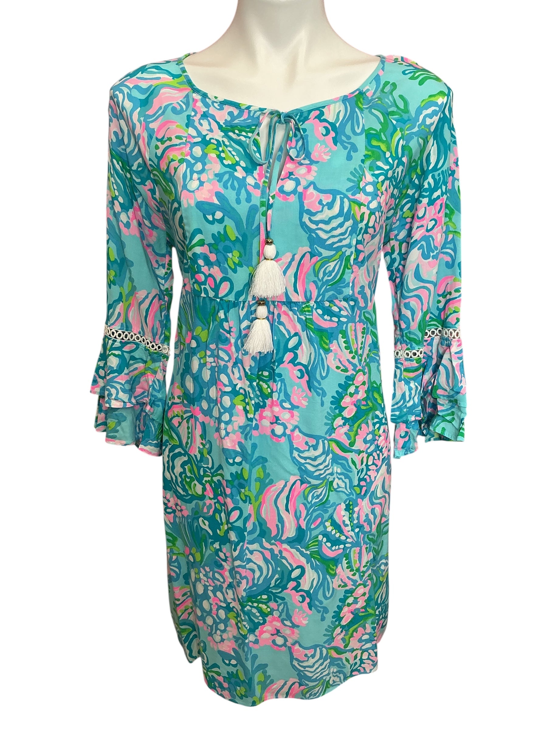 Lilly Pulitzer Azita Tunic Dress  Blue Ibiza Aqua La Vista - Size M