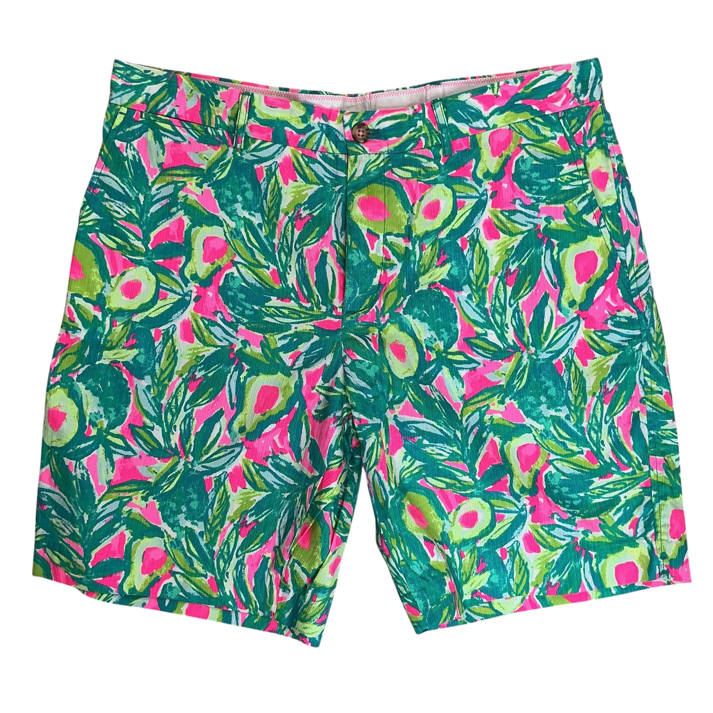 Lilly Pulitzer Mens Beaumont Shorts Pink Sunset Guac And Roll - Size 36
