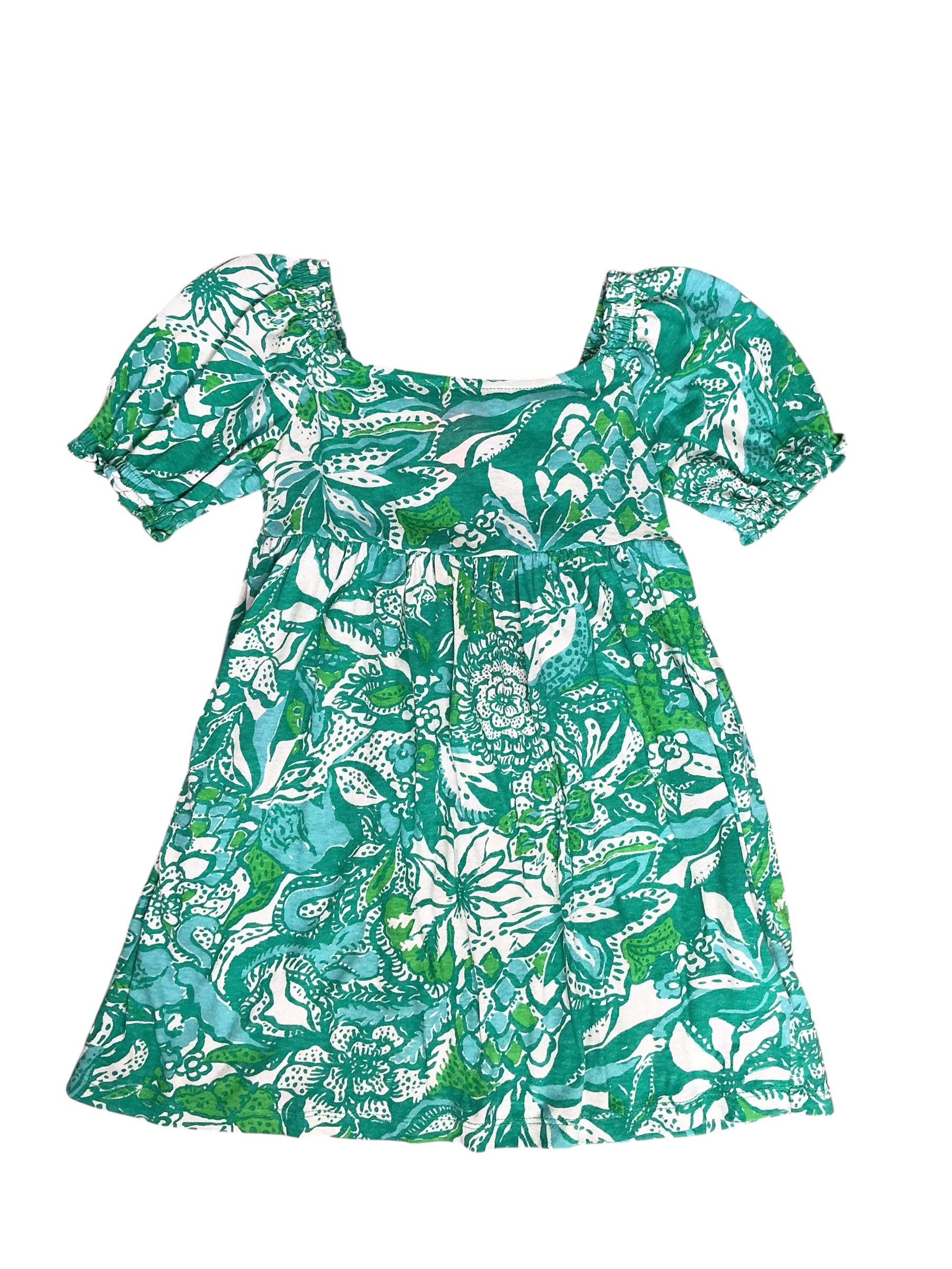Lilly Pulitzer Girls Mini Delaney Dress Botanical Green Safari Sangria - Size XS