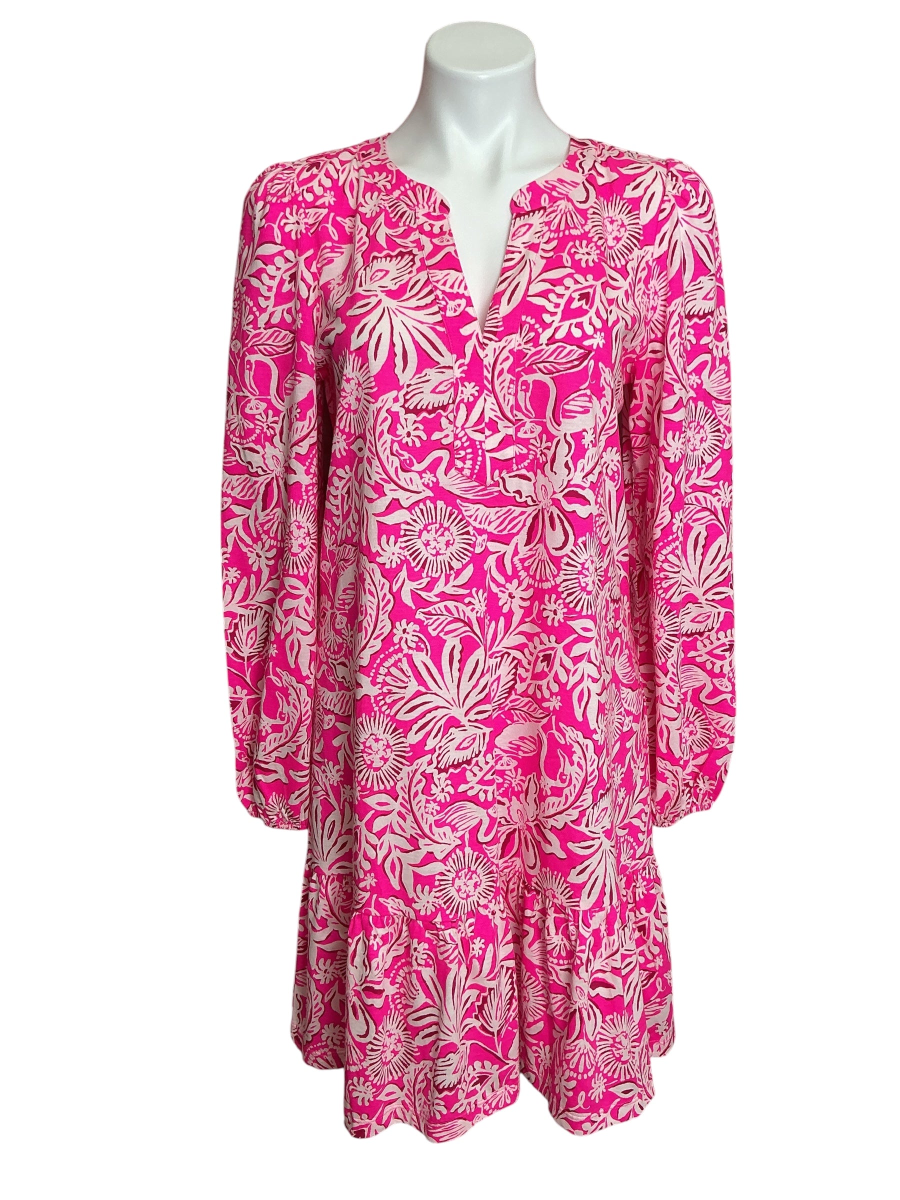 Lilly Pulitzer Alyssa Long Sleeve Dress Passion Fruit Pink Absolutely Flamazing - Size M